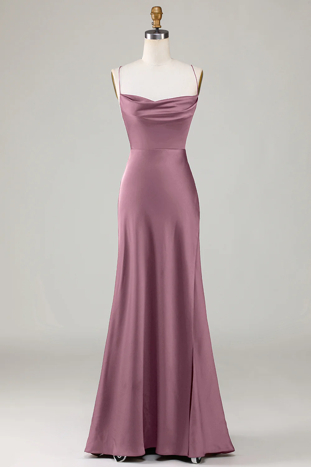 Robe de demoiselle d'honneur longue bordeaux ligne A simple dos lacé croisé - Image 9