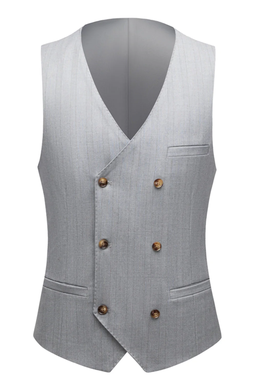 Simple Grey Shawl Lapel 3 Piece Ensemble de costume pour hommes - Image 6