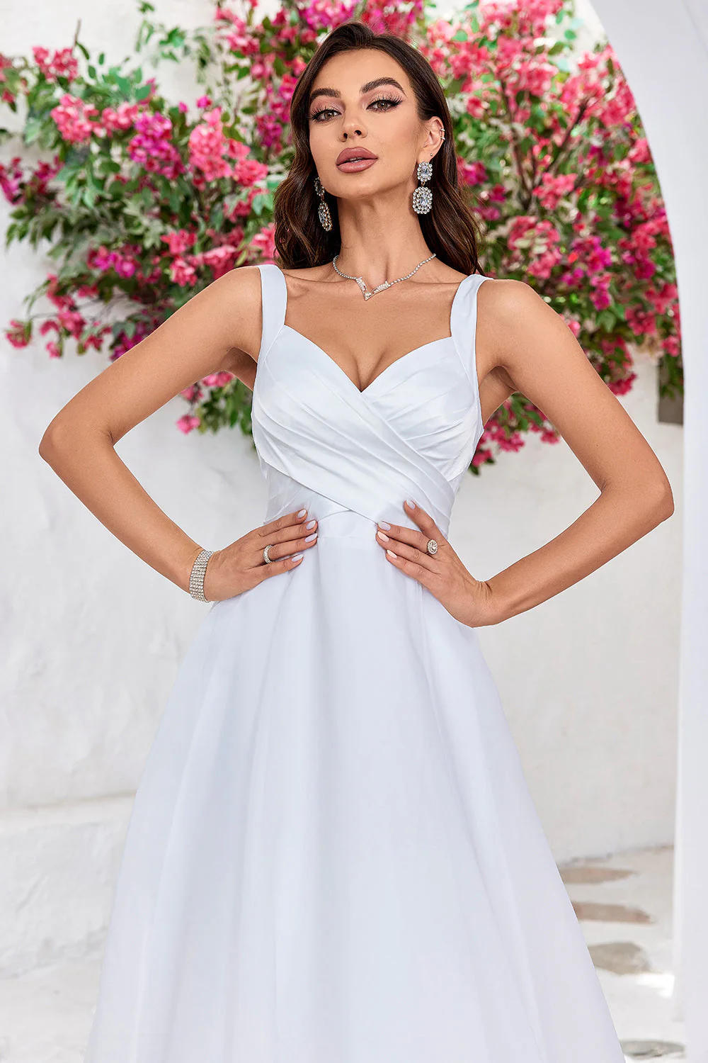 Simple Ivoire Organza Scoop Neck Sweep Train A Line Robe de mariée - Image 5