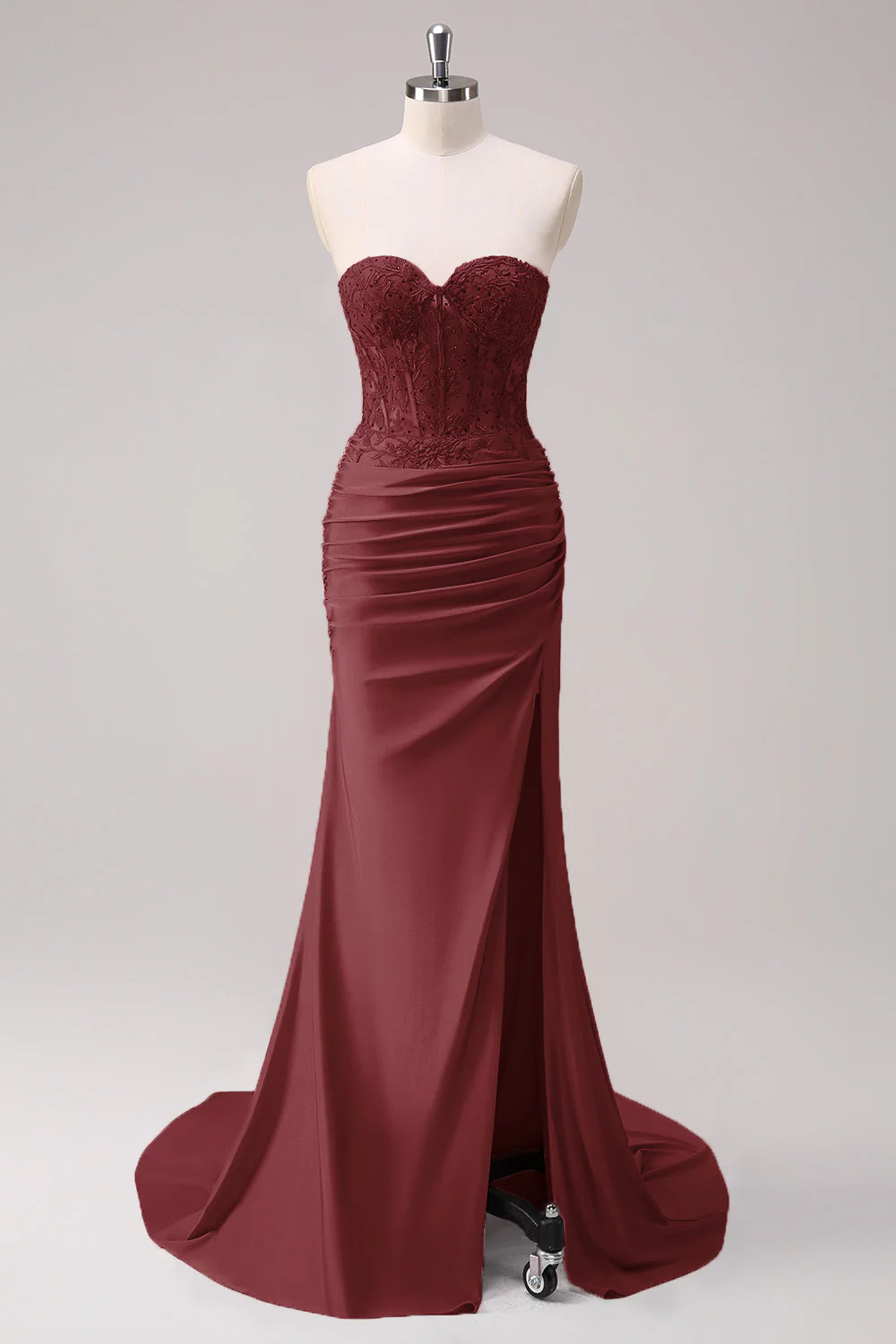 Sirène applique bustier corset Robe De Soirée fuchsia avec fente - Image 15
