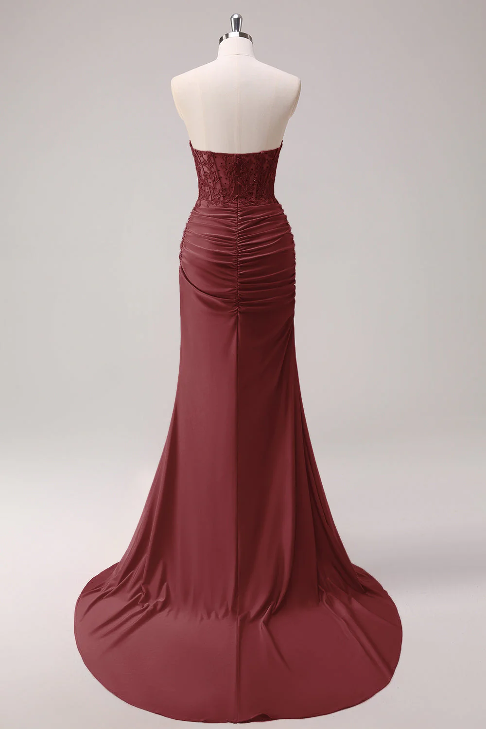 Sirène applique bustier corset Robe De Soirée fuchsia avec fente - Image 16