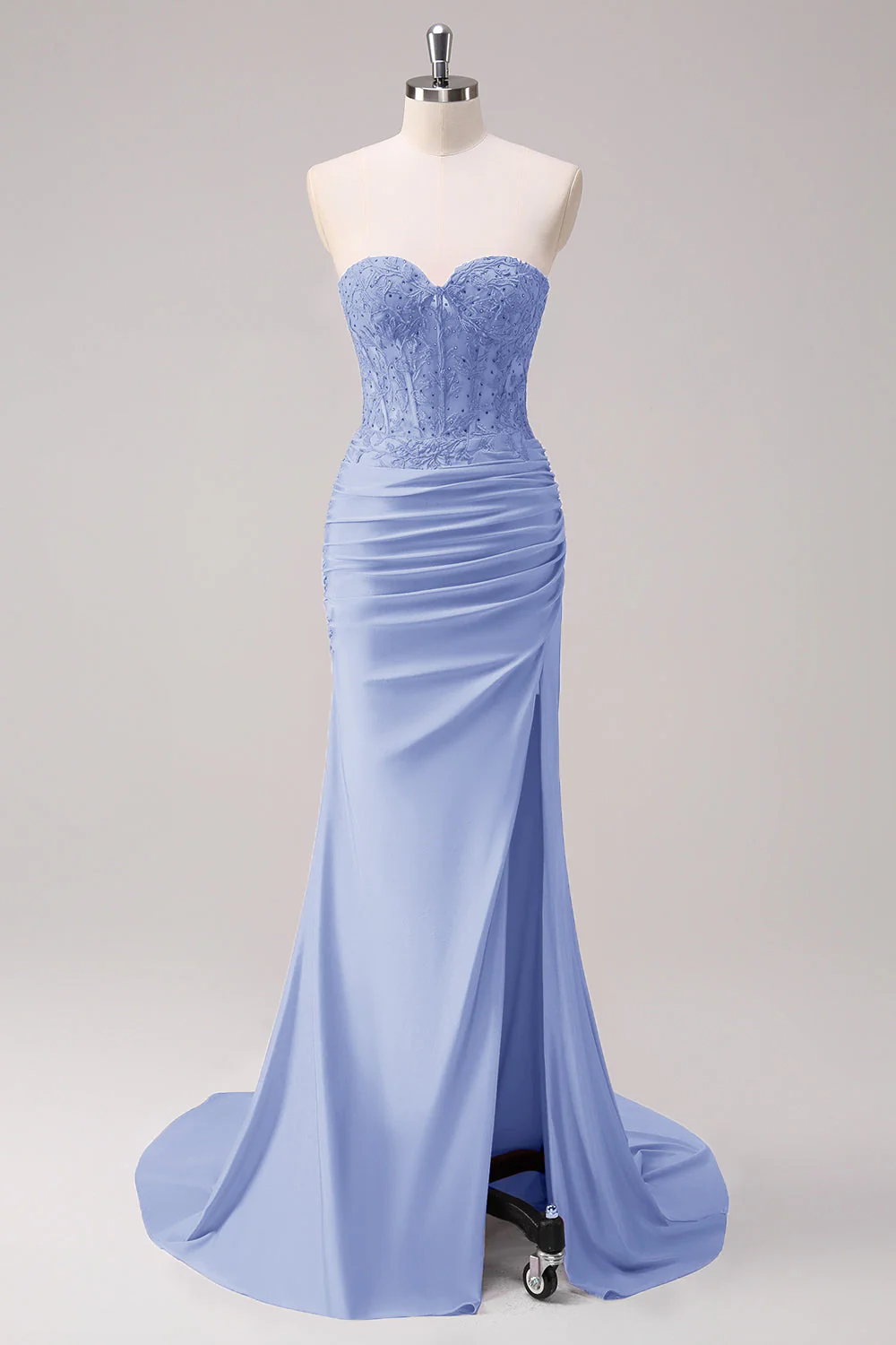 Sirène applique bustier corset Robe De Soirée fuchsia avec fente - Image 19