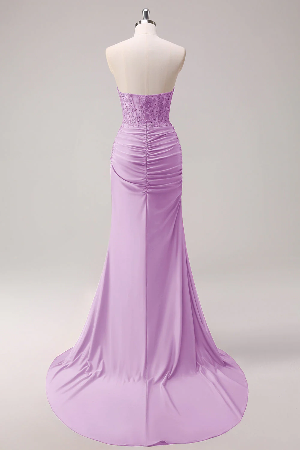 Sirène applique bustier corset Robe De Soirée fuchsia avec fente - Image 24