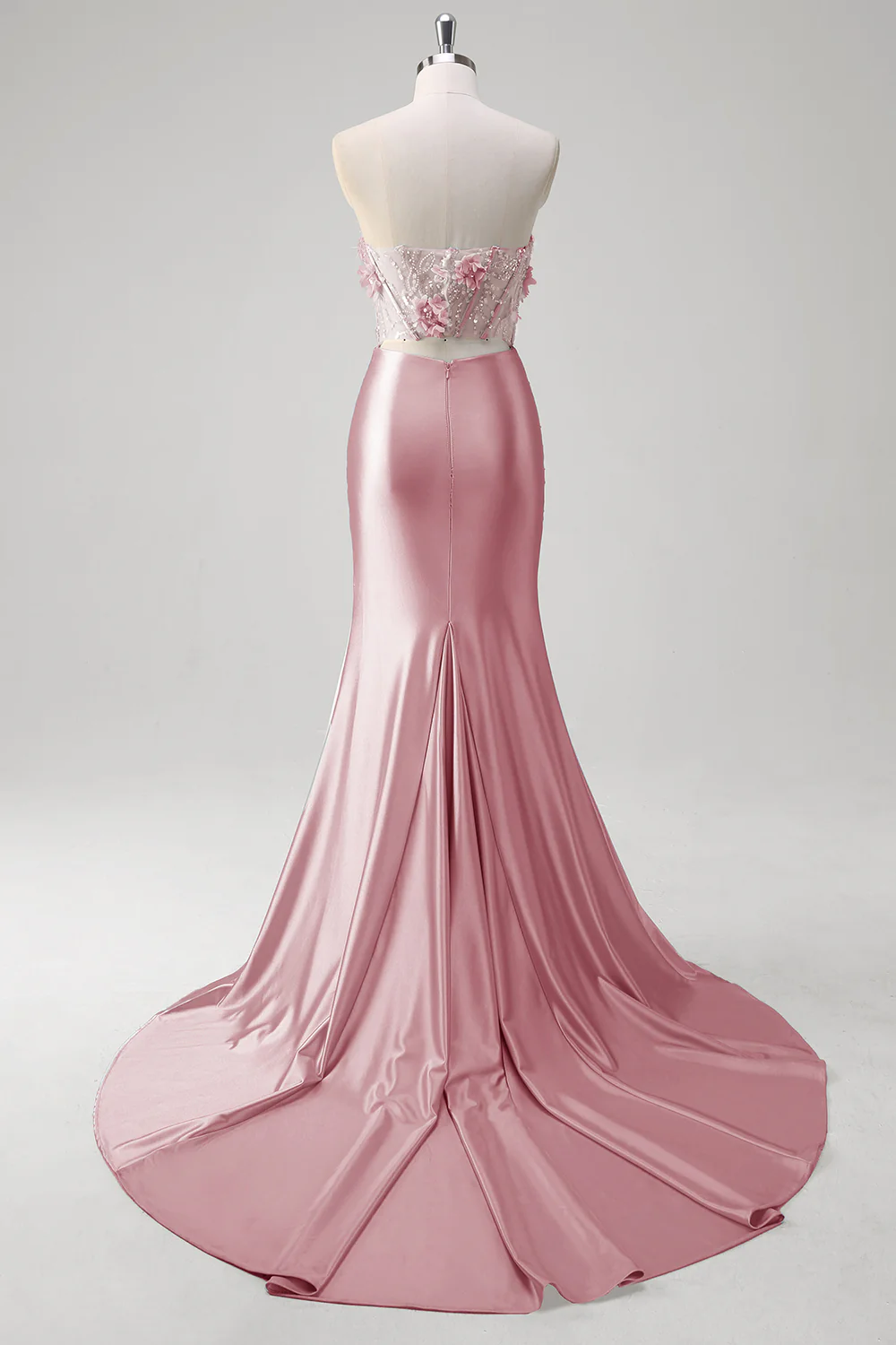 Sirène bleue Floral Bustier Corset Robe Longue De Bal Avec Fente - Image 8