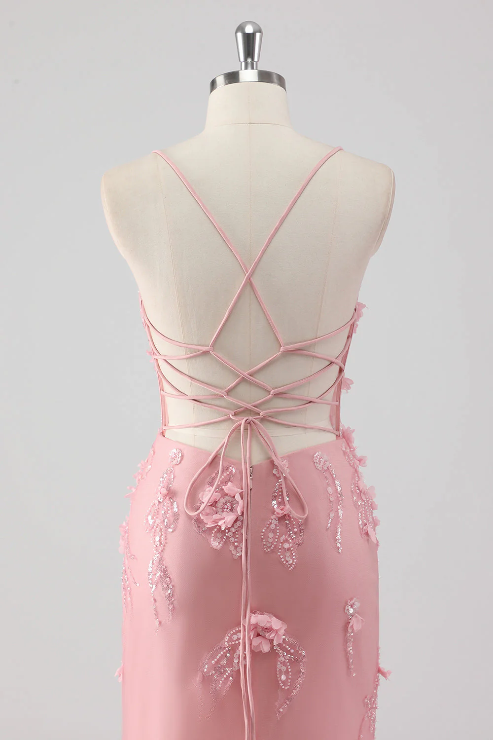 Robe de bal sirène longue en tulle bleu bustier à bretelles fines avec fleurs en relief - Image 20
