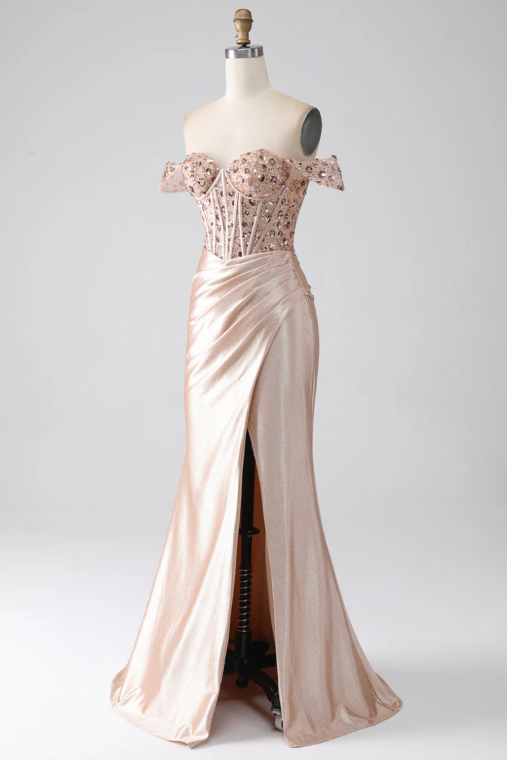Sirène Champagne Corset robe de soirée - Image 6
