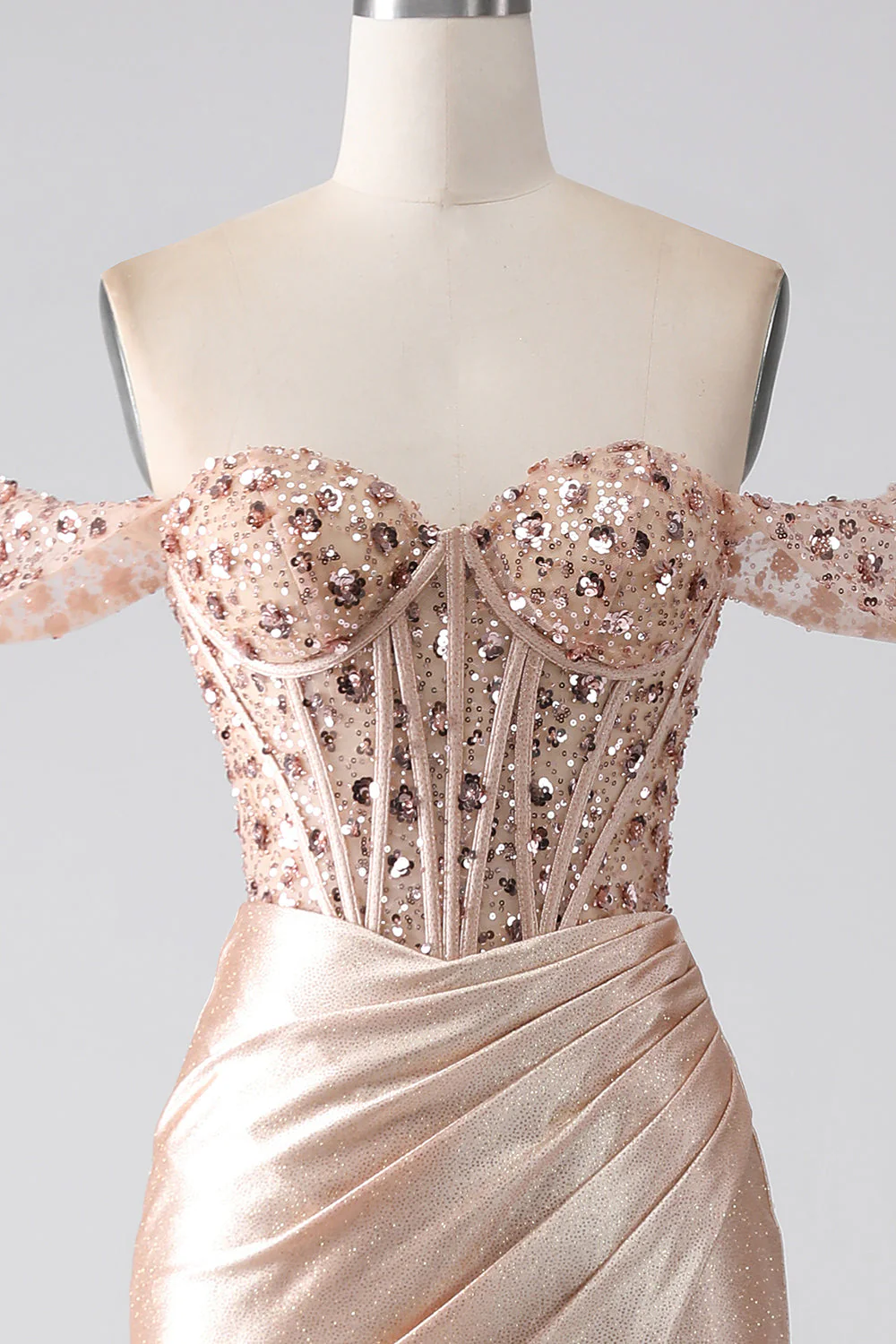 Sirène Champagne Corset robe de soirée - Image 7