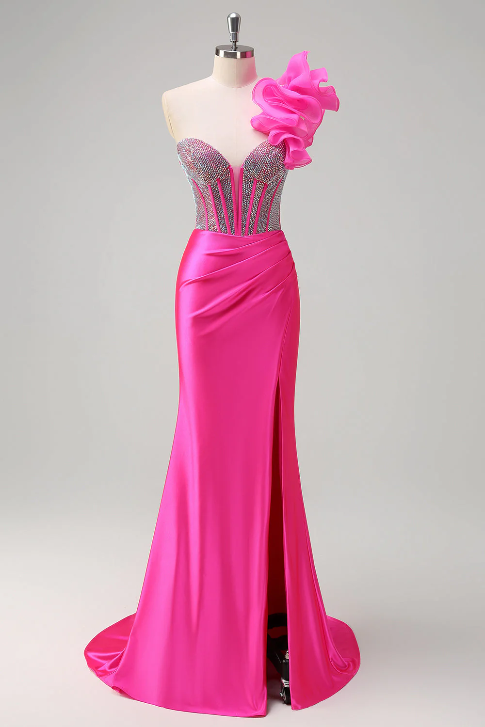 Sirène lilas scintillante perlée corset une épaule longue Robe De Soirée - Image 18