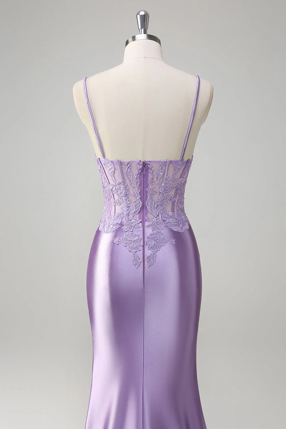 Sirène lilas Spaghetti bretelles Robe de soirée Longue avec Appliques - Image 7