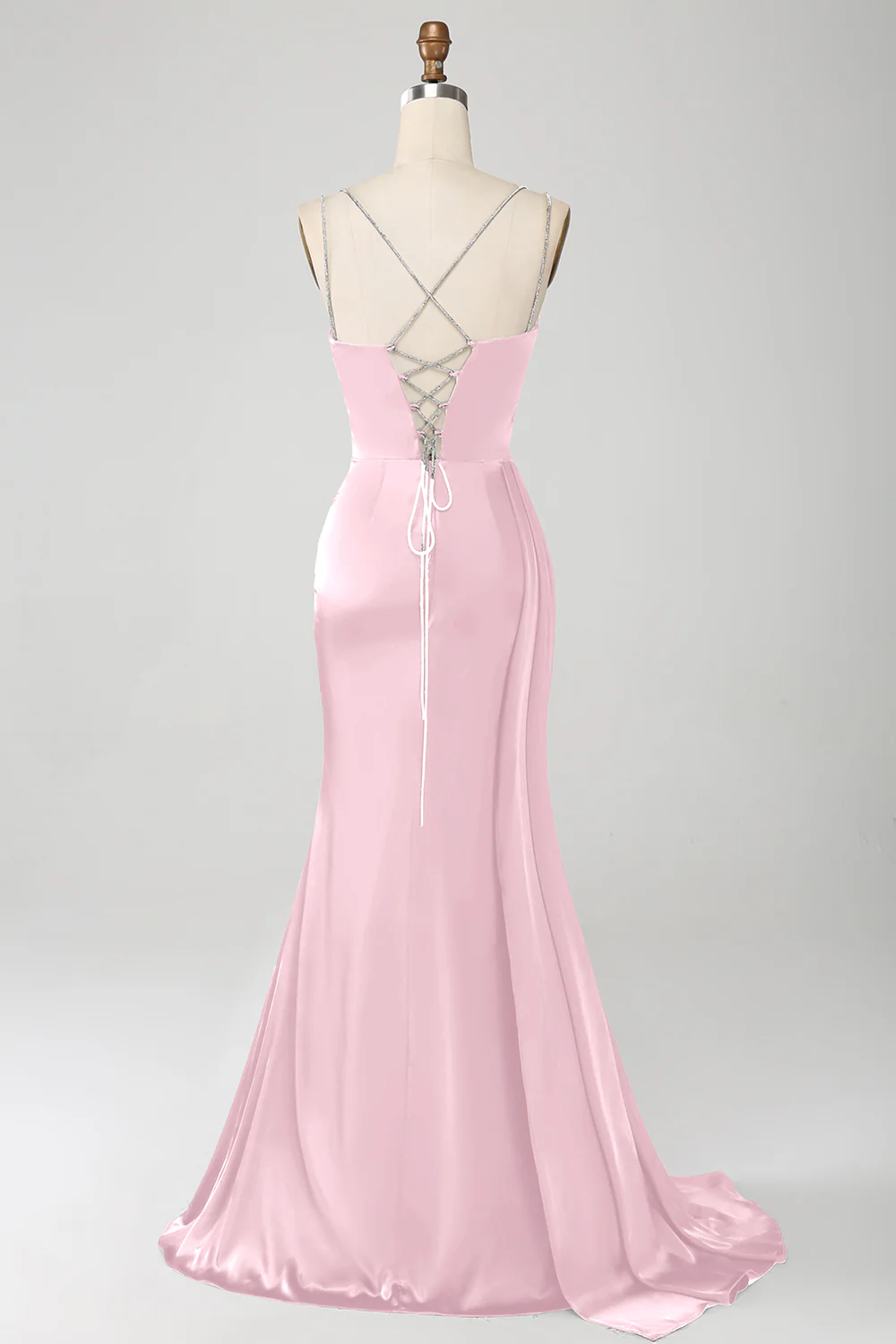 Sirène marine bretelles spaghetti plissé Corset longue robe de bal avec fente - Image 10