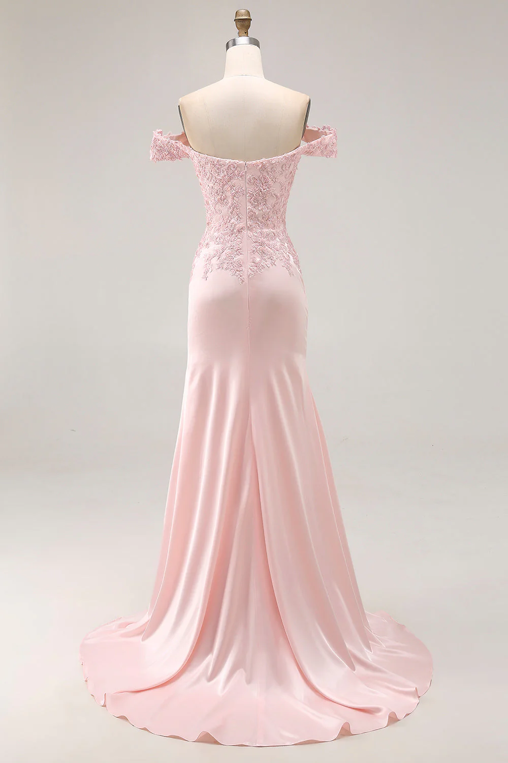 Sirène rose Robe longue formelle à épaules dénudées avec appliques - Image 2