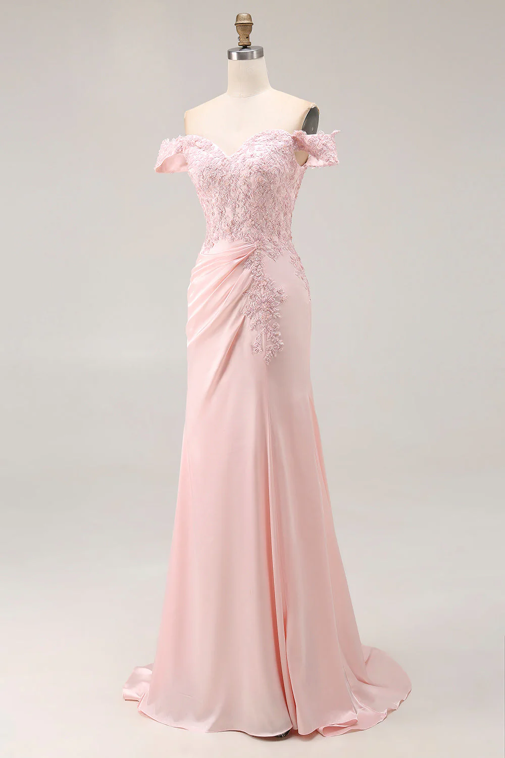 Sirène rose Robe longue formelle à épaules dénudées avec appliques - Image 5