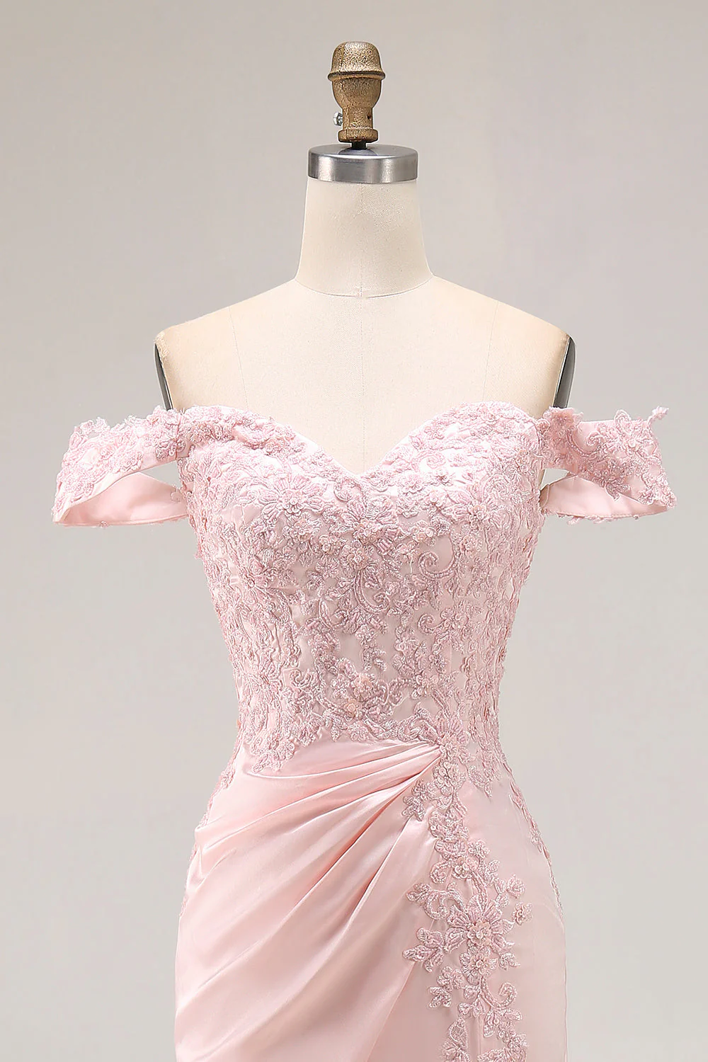 Sirène rose Robe longue formelle à épaules dénudées avec appliques - Image 6