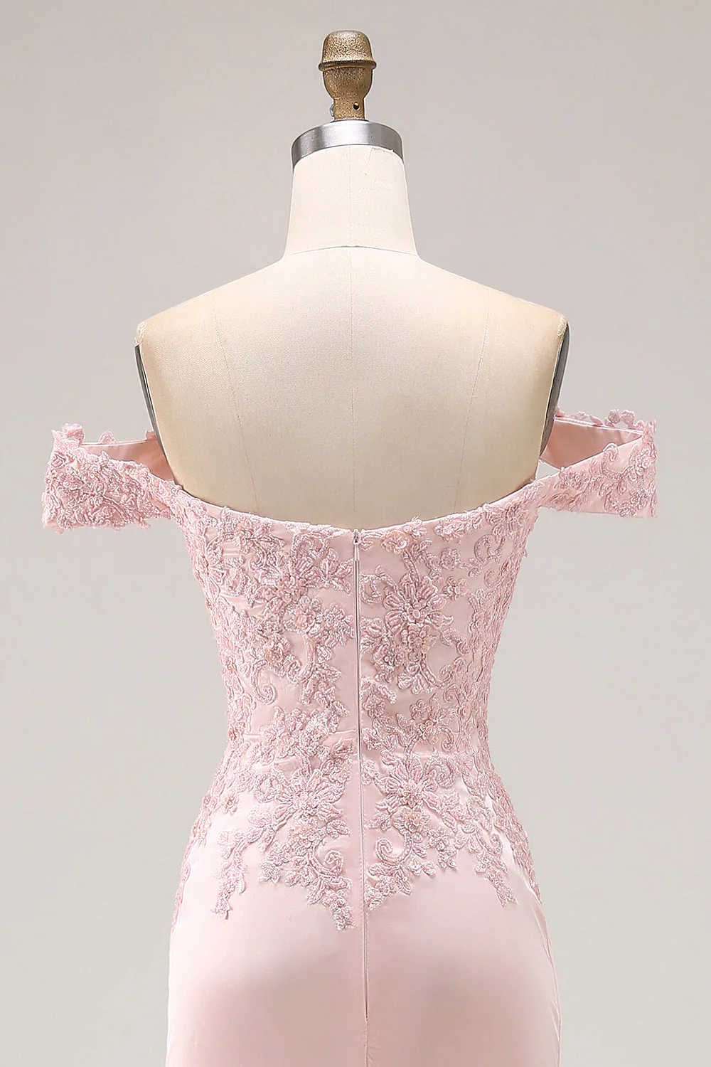 Sirène rose Robe longue formelle à épaules dénudées avec appliques - Image 7