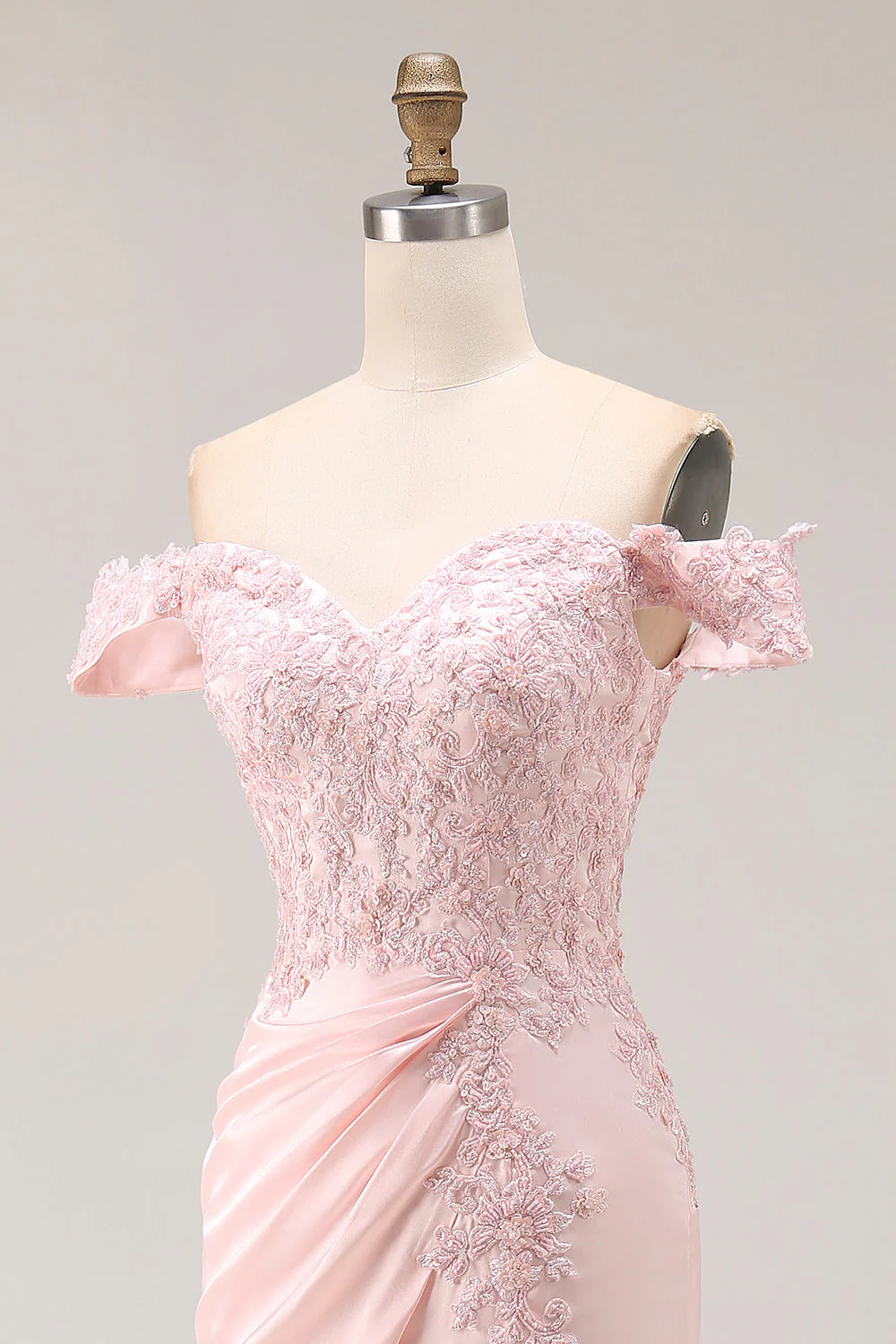 Sirène rose Robe longue formelle à épaules dénudées avec appliques - Image 8