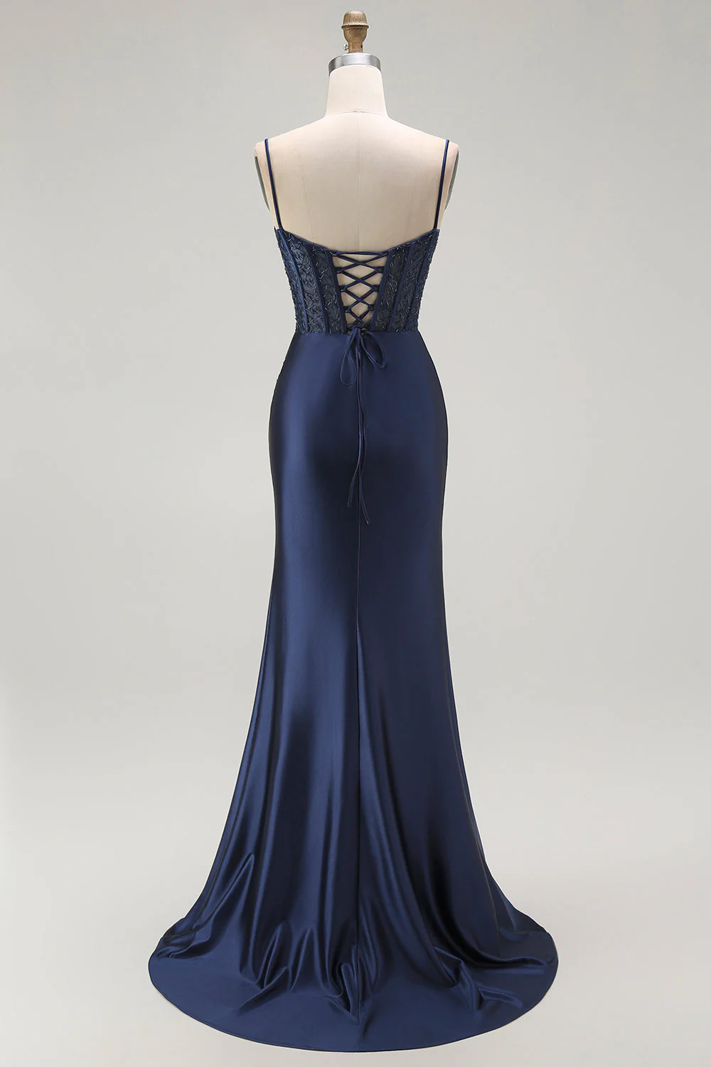 Sirène rouge spaghetti bretelles Corset plissé longue Robe de soirée avec fente - Image 20