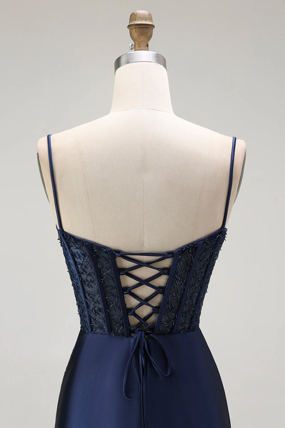 Sirène rouge spaghetti bretelles Corset plissé longue Robe de soirée avec fente - Image 23