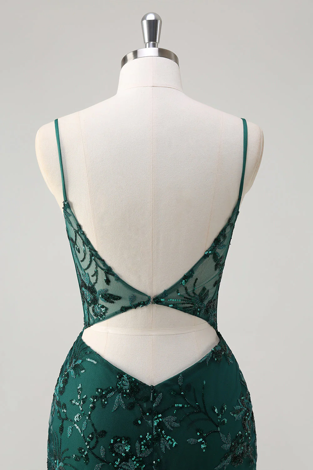 Sirène scintillante Bleu royal spaghetti bretelles Corset Sequin Robe longue de bal avec broderie - Image 15