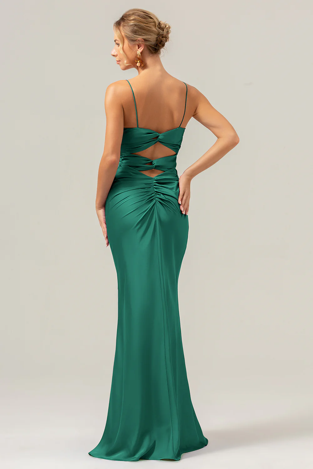 Sirène spaghetti bretelles Hollow Out Twist Front Purple Demoiselle d’honneur - Image 17