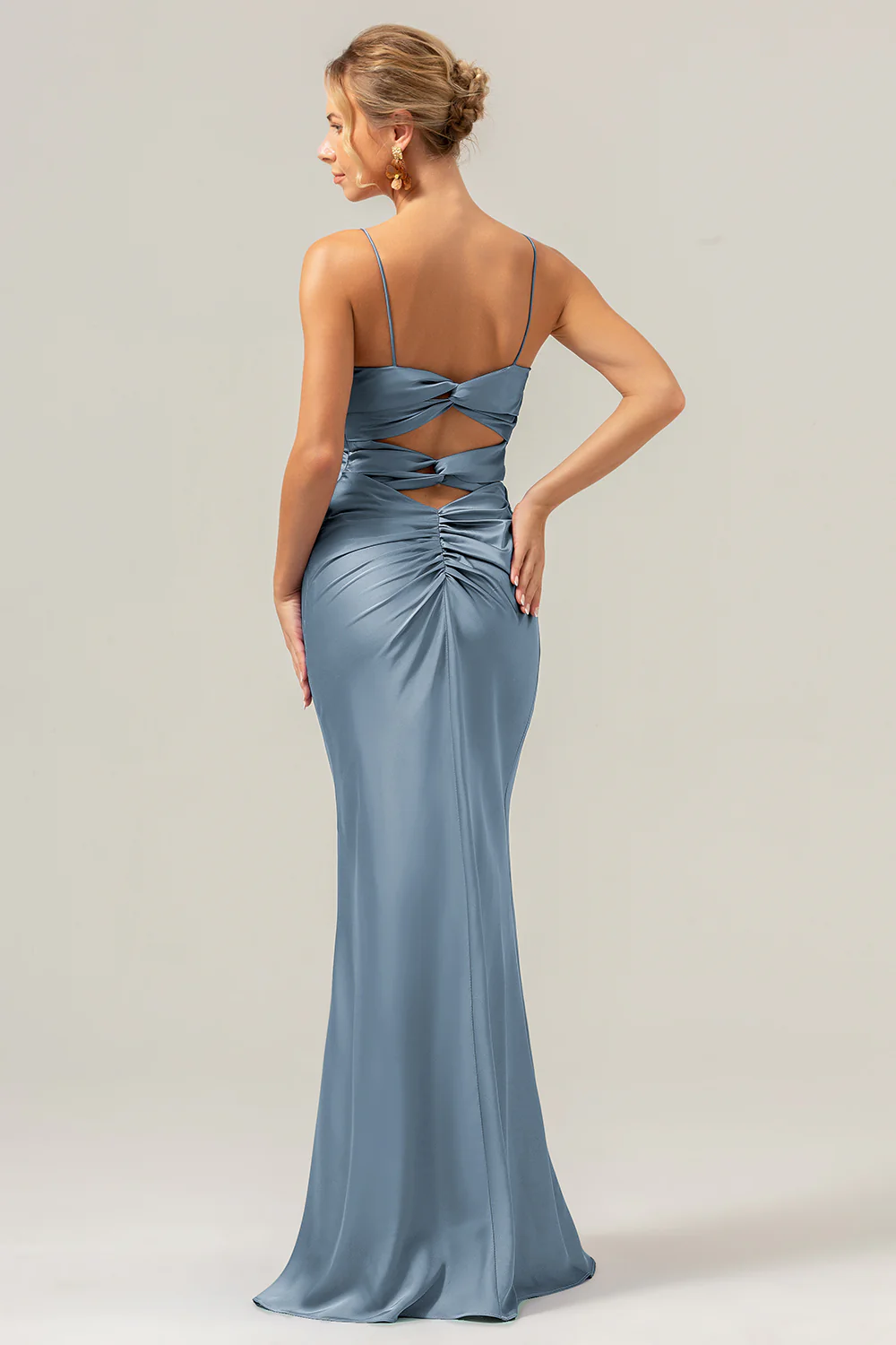 Sirène spaghetti bretelles Hollow Out Twist Front Purple Demoiselle d’honneur - Image 19
