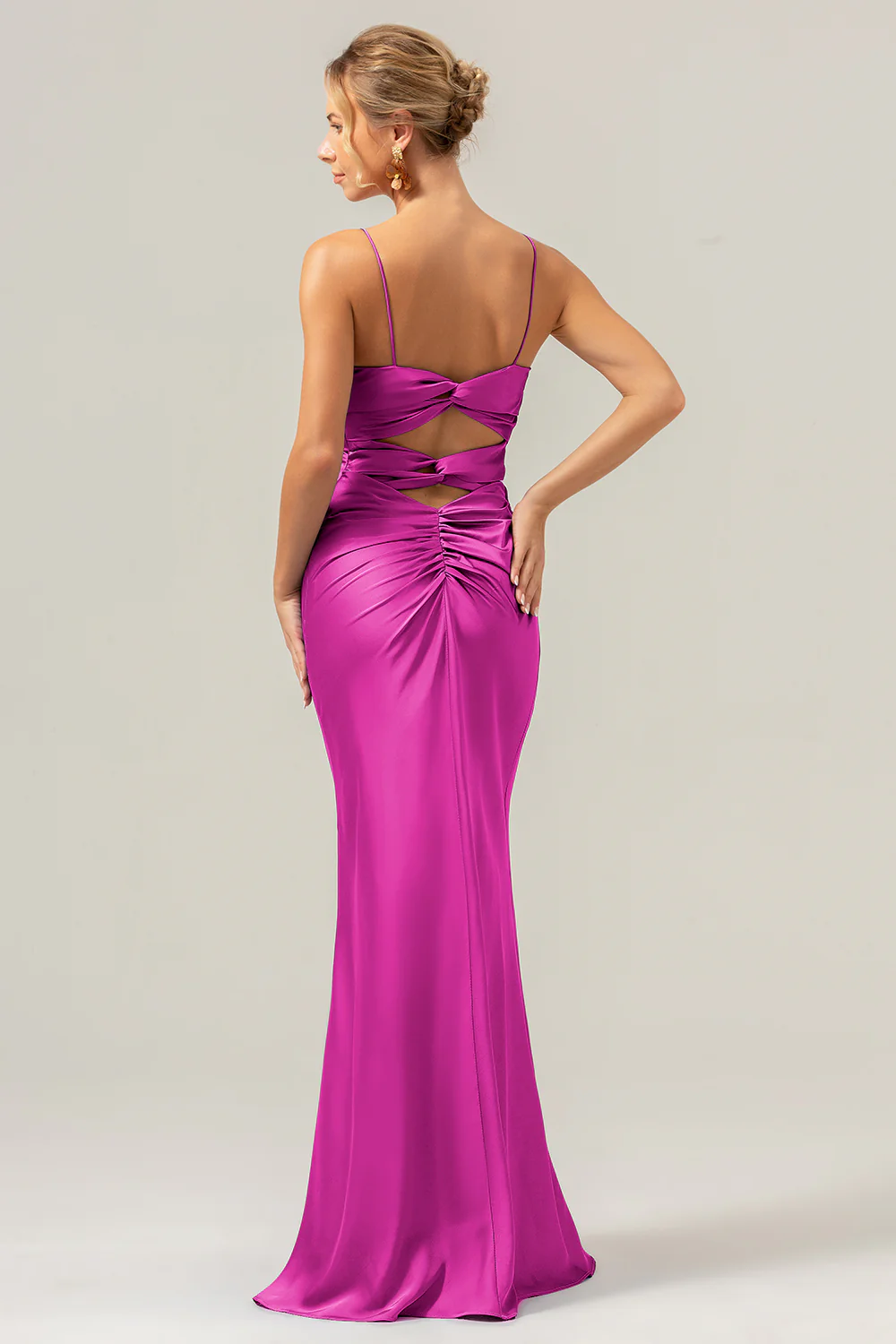 Sirène spaghetti bretelles Hollow Out Twist Front Sauge poussiéreuse Demoiselle d’honneur - Image 6