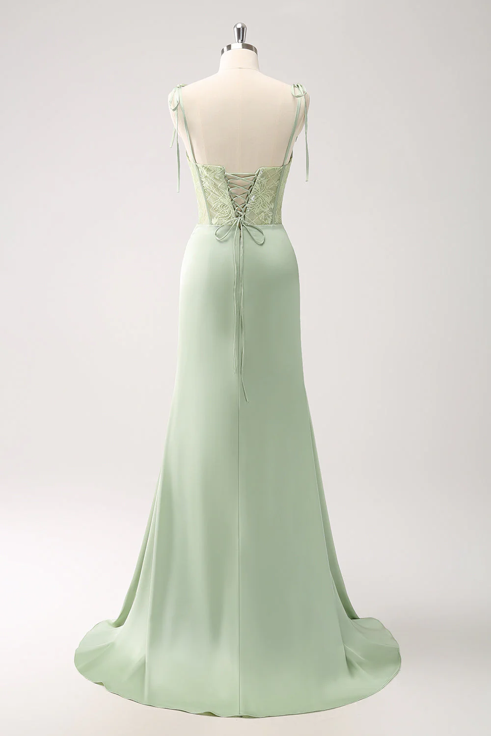 Sirène spaghetti bretelles satin rose longue robe de demoiselle d’honneur avec fente - Image 10