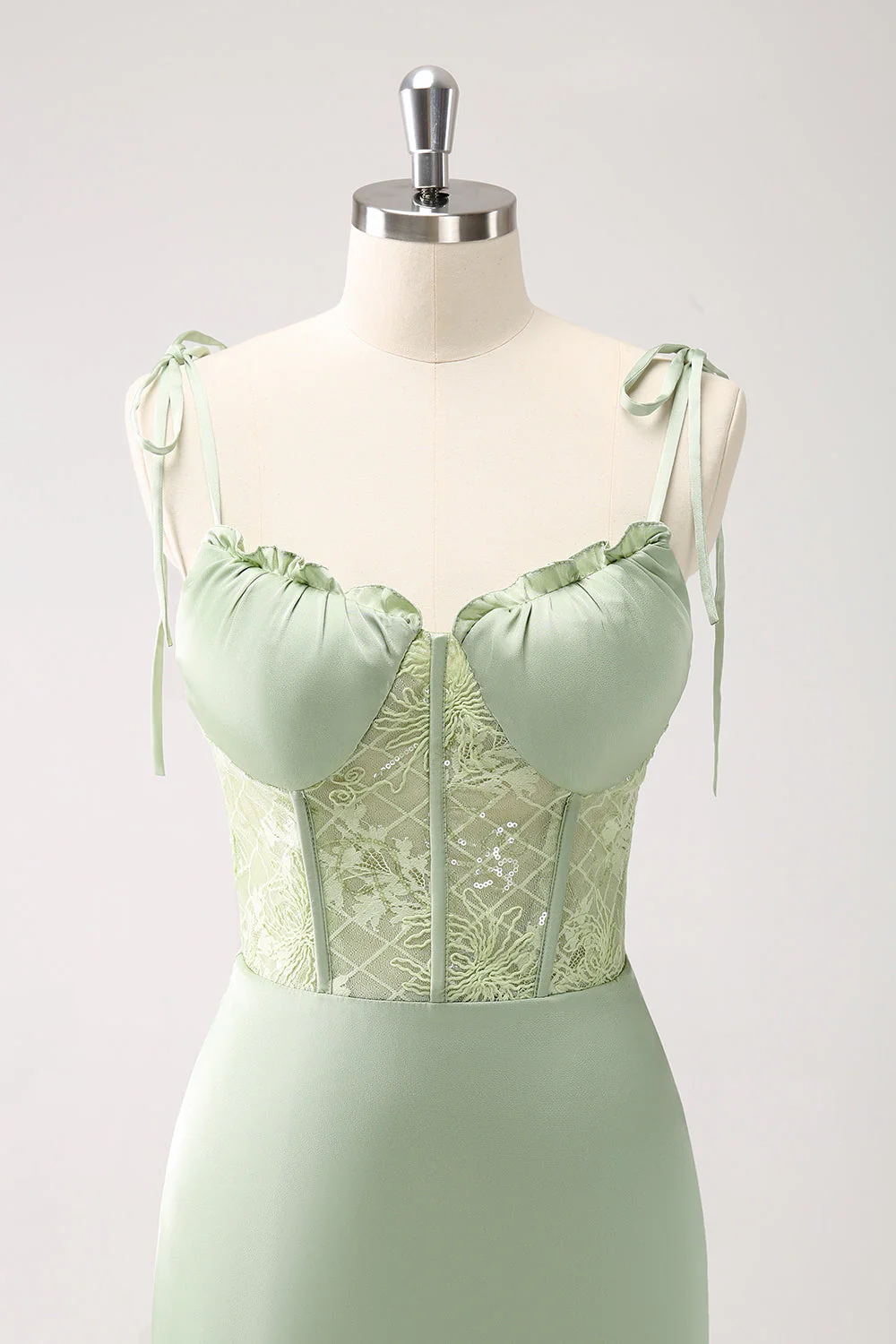 Sirène spaghetti bretelles satin rose longue robe de demoiselle d’honneur avec fente - Image 12