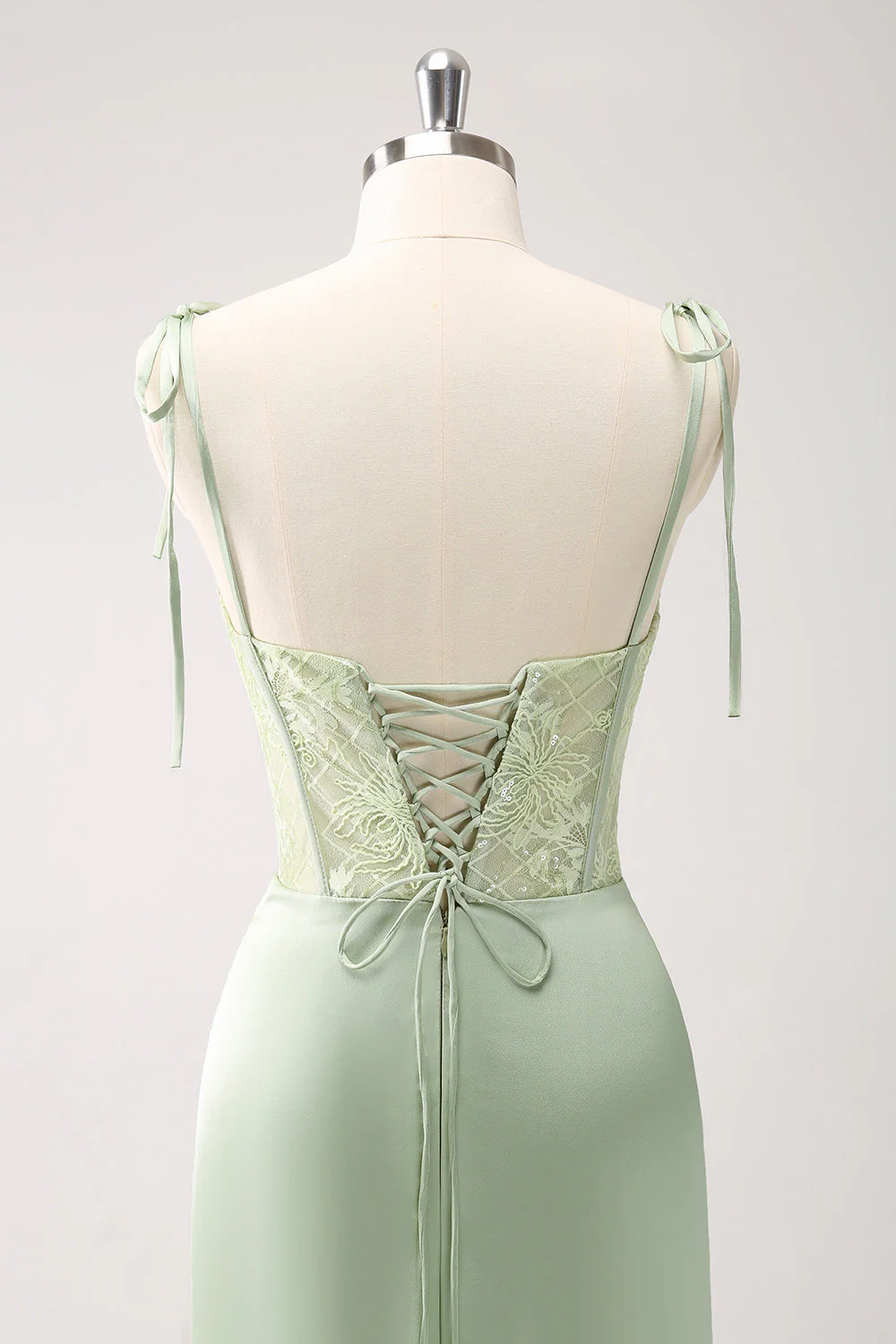 Sirène spaghetti bretelles satin rose longue robe de demoiselle d’honneur avec fente - Image 13