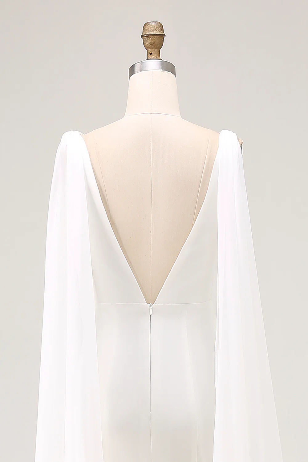Robe de mariée sirène longue en satin ivoire à bretelles fines - Image 8