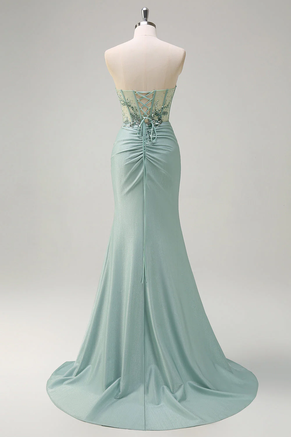 Sirène violette spaghetti bretelles Corset Sequin Robe longue de bal - Image 14