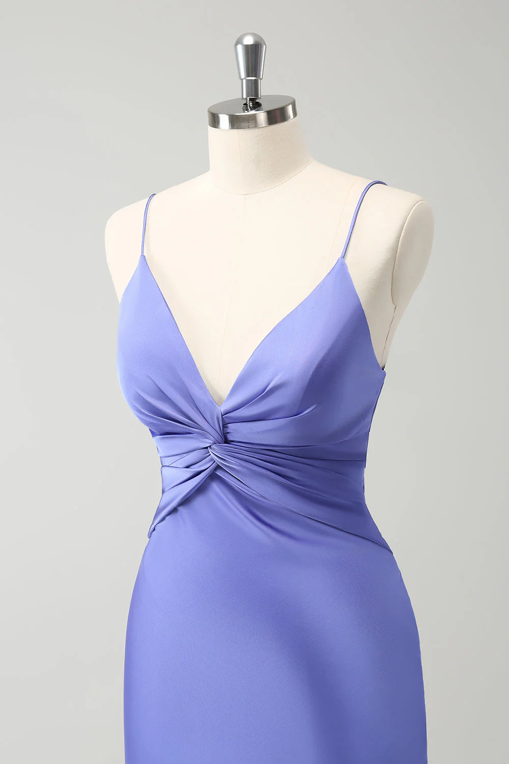 Sirène violette spaghetti bretelles évidé Twist Front robe de demoiselle d’honneur - Image 6
