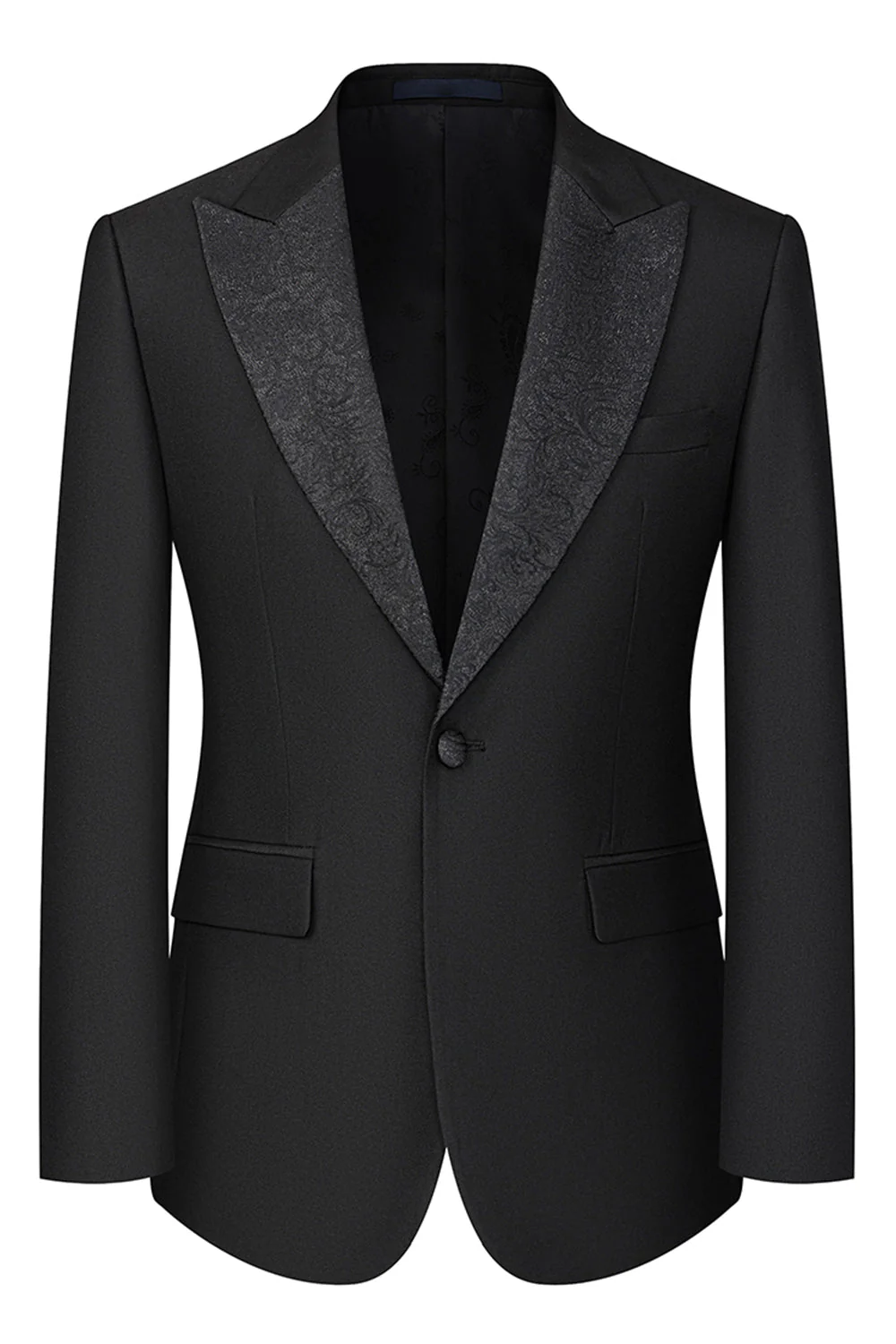 Costume homme slim fit 3 pièces noir blazer à revers en pointe - Image 2