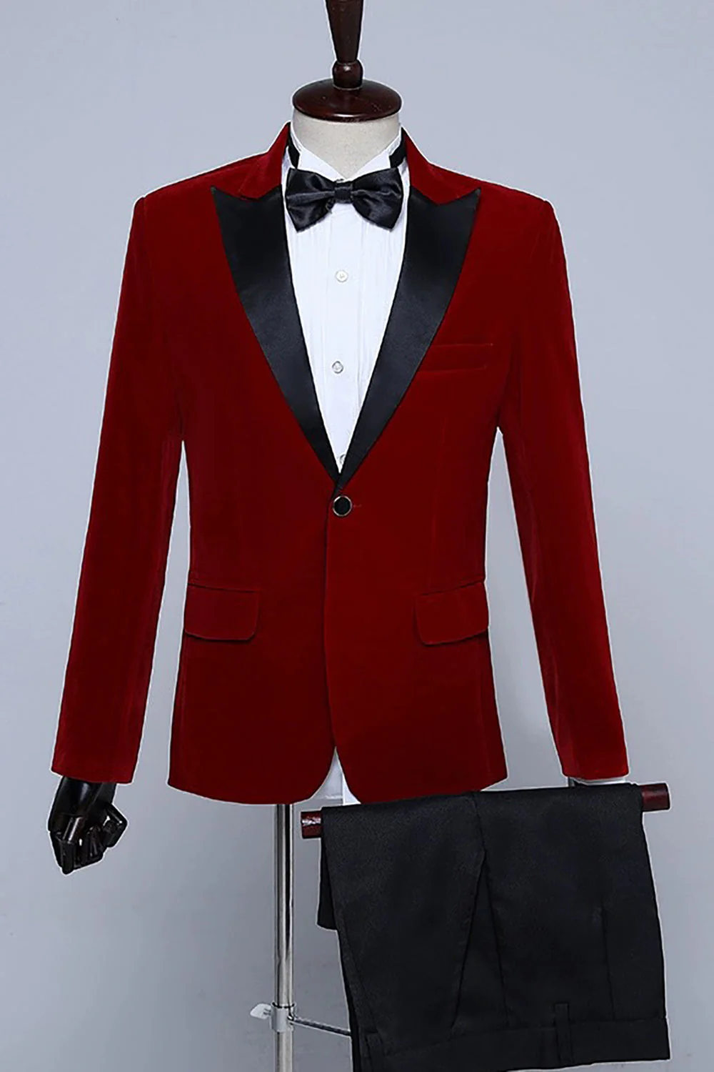 Blazer de smoking en velours noir pour homme - Image 3