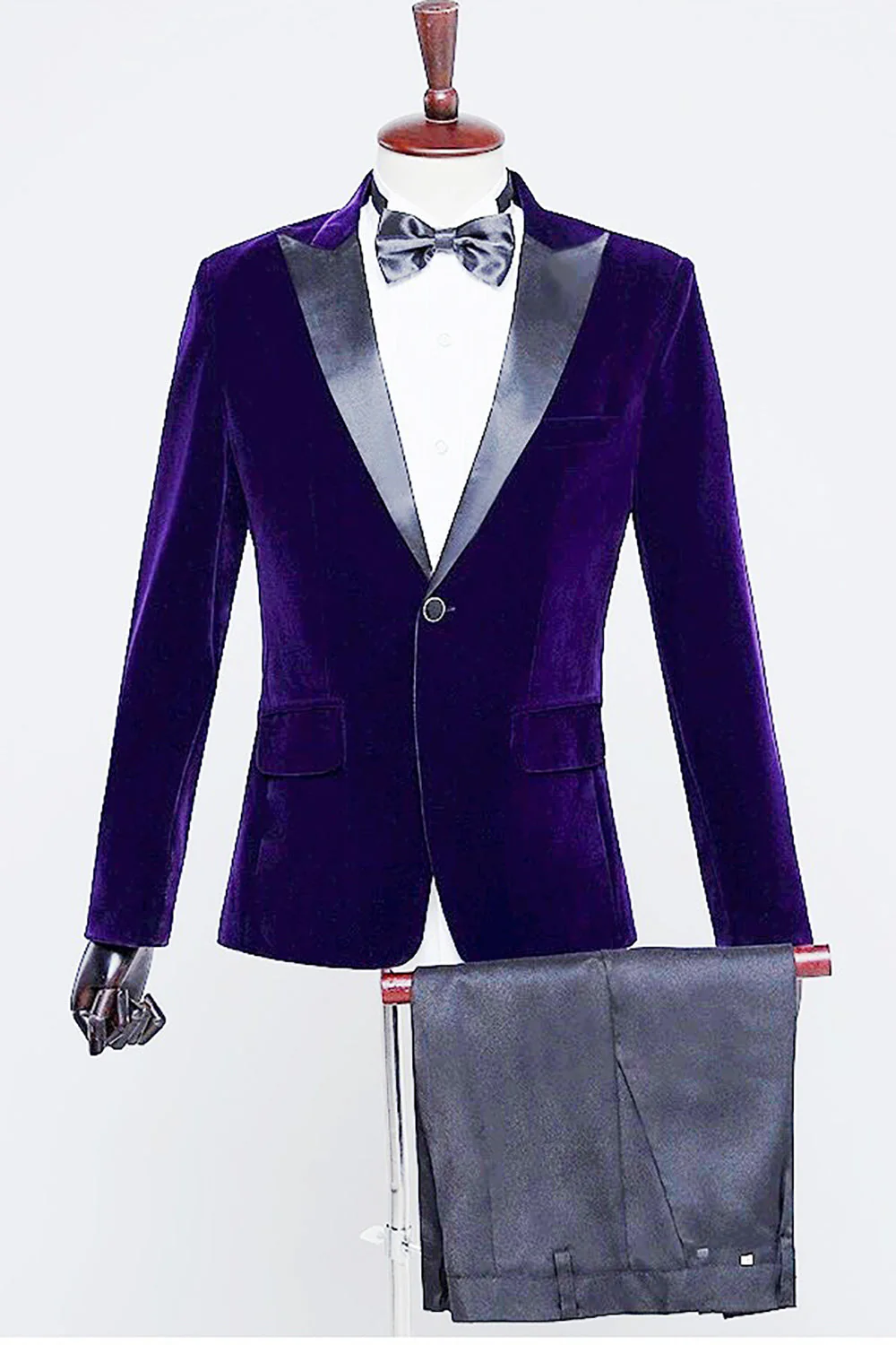 Blazer de smoking en velours noir pour homme - Image 5