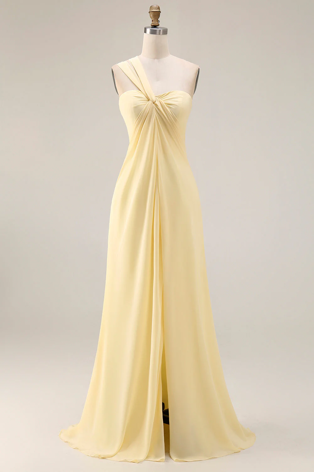 Sorbet au citron Une robe longue longue de demoiselle d’honneur décapotable en chiffon A Line