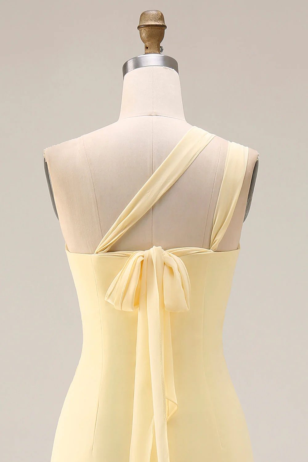 Sorbet au citron Une robe longue longue de demoiselle d’honneur décapotable en chiffon A Line - Image 11