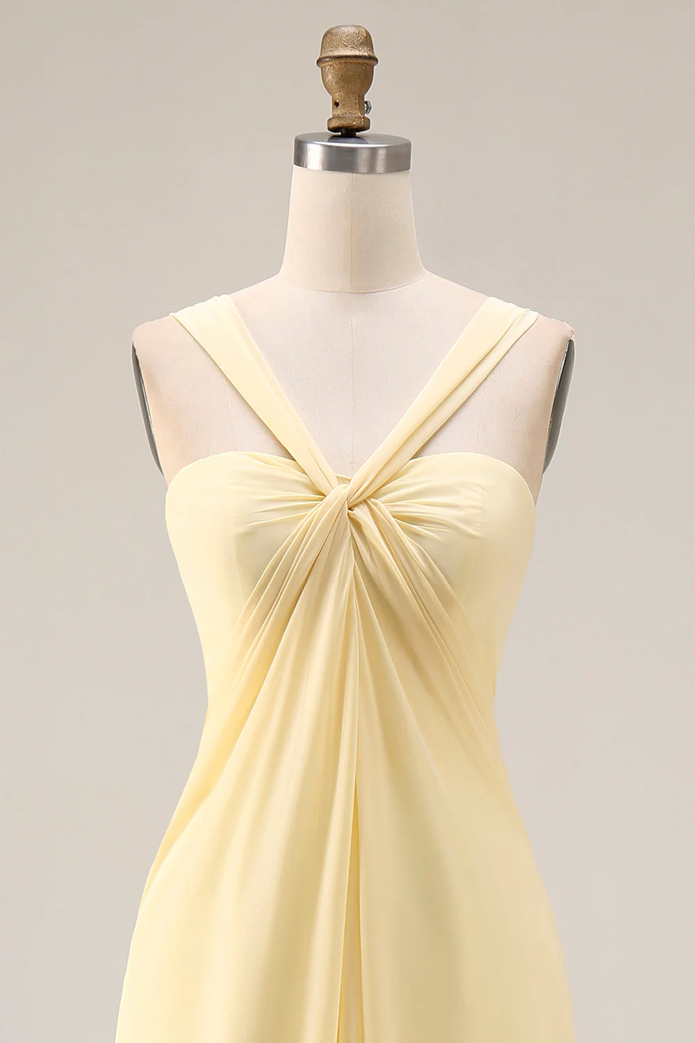 Sorbet au citron Une robe longue longue de demoiselle d’honneur décapotable en chiffon A Line - Image 12