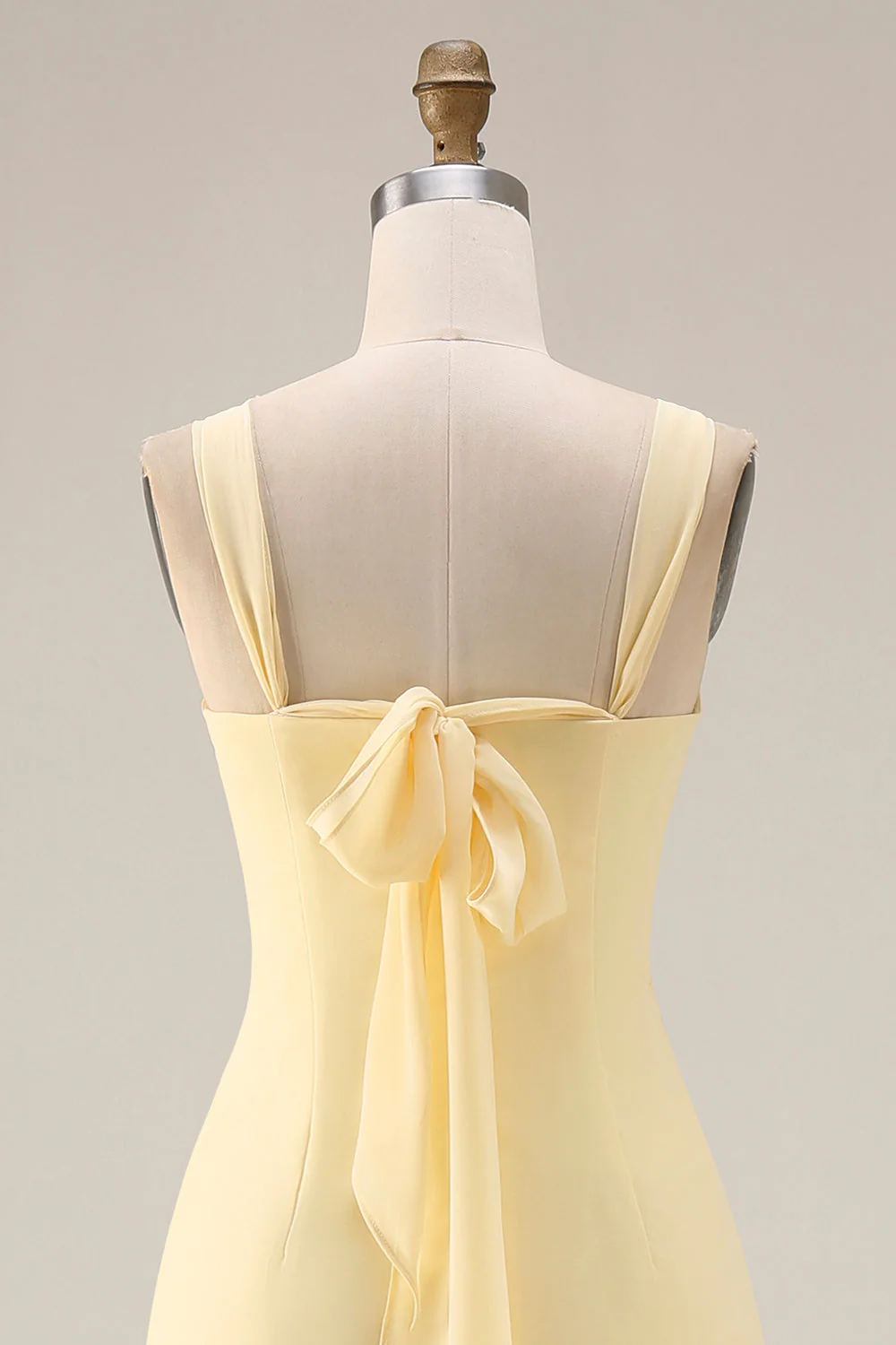 Sorbet au citron Une robe longue longue de demoiselle d’honneur décapotable en chiffon A Line - Image 13