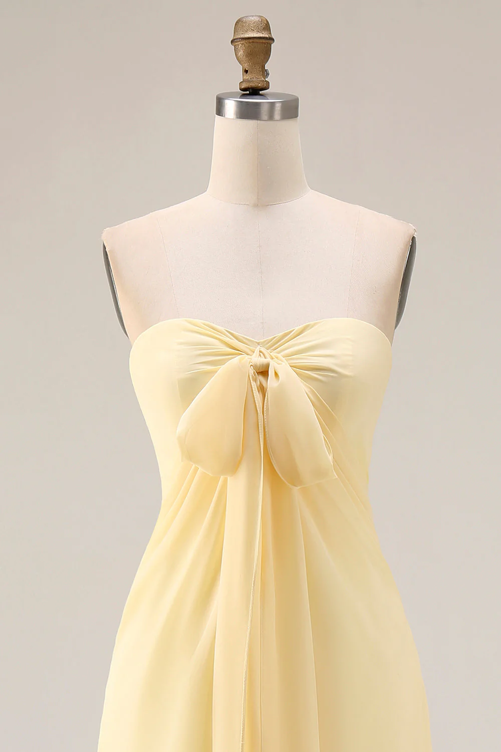 Sorbet au citron Une robe longue longue de demoiselle d’honneur décapotable en chiffon A Line - Image 14