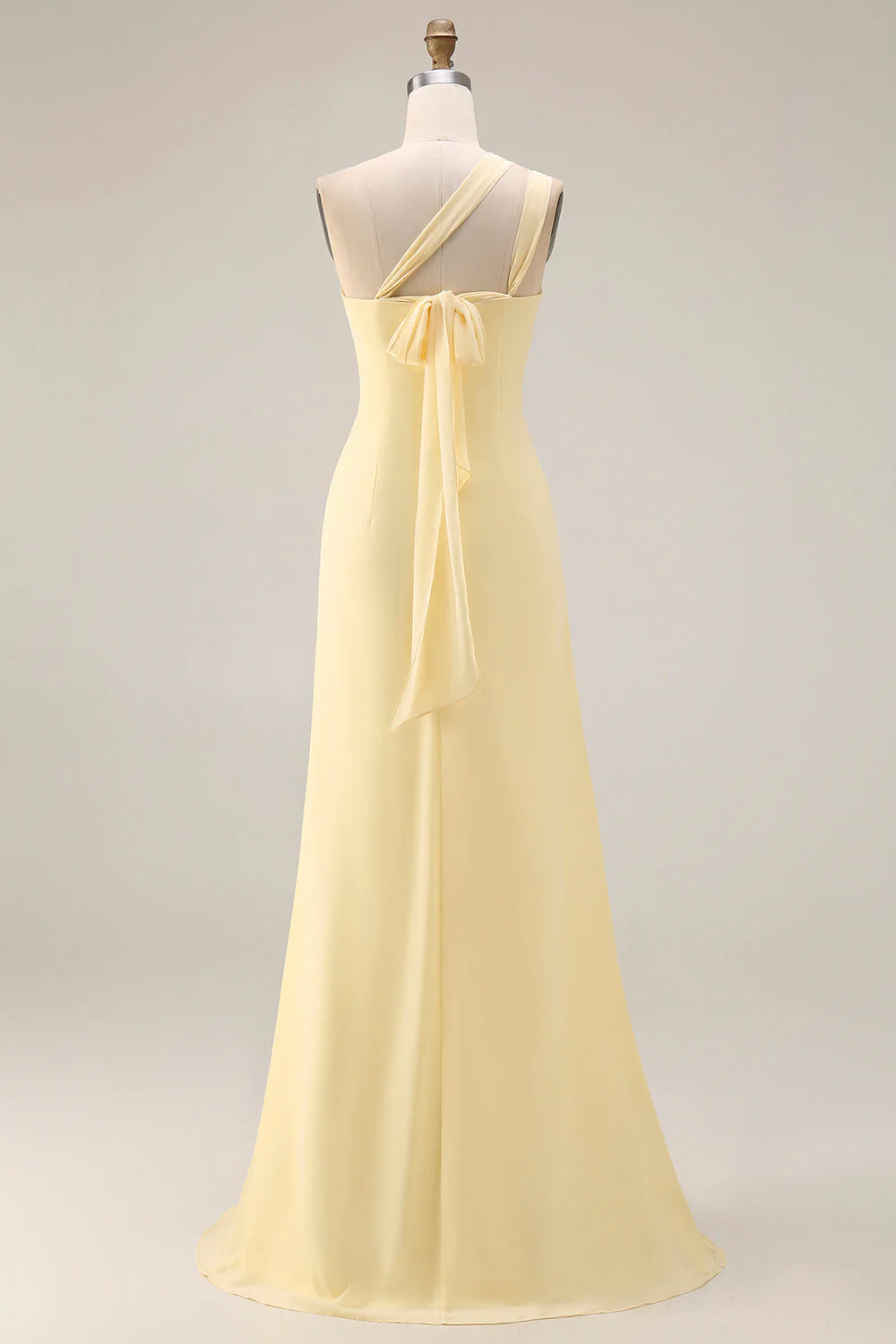 Sorbet au citron Une robe longue longue de demoiselle d’honneur décapotable en chiffon A Line - Image 2