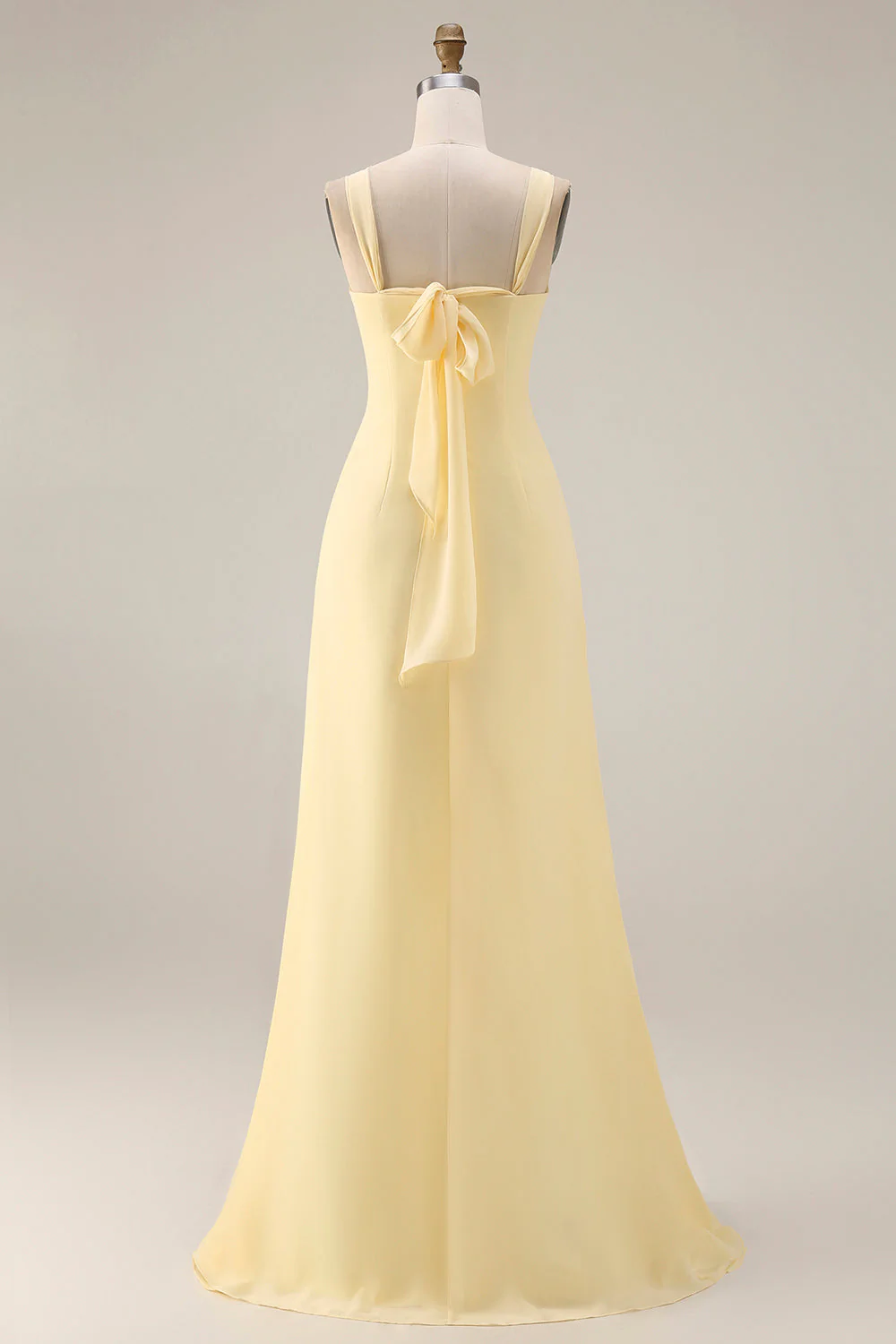 Sorbet au citron Une robe longue longue de demoiselle d’honneur décapotable en chiffon A Line - Image 7