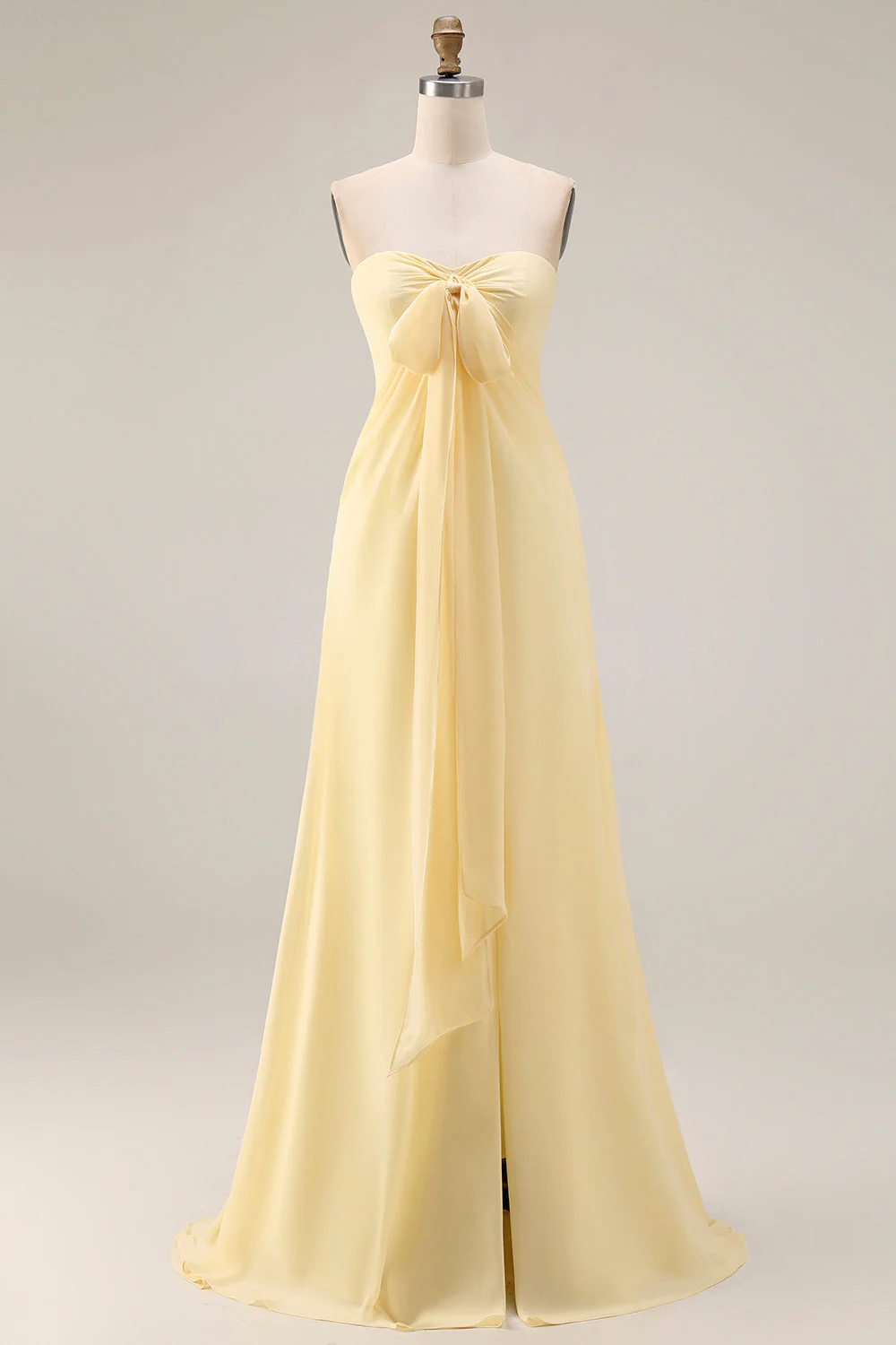 Sorbet au citron Une robe longue longue de demoiselle d’honneur décapotable en chiffon A Line - Image 8