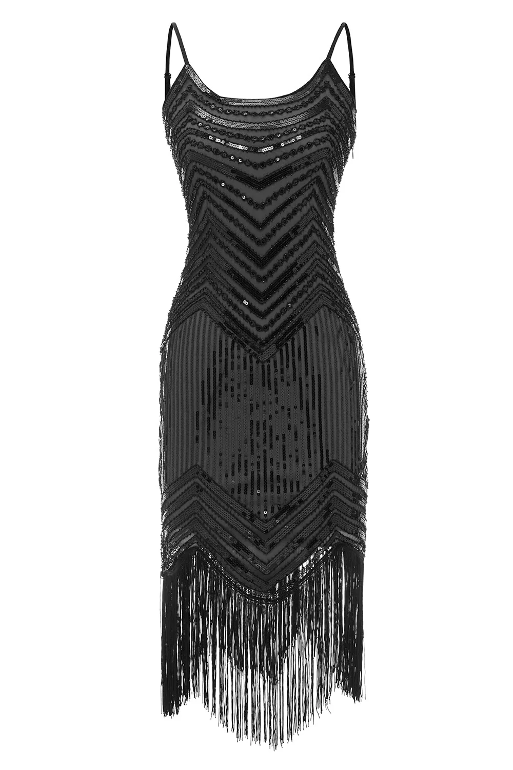 Spaghetti Straps Black Apricot Robe des années 1920