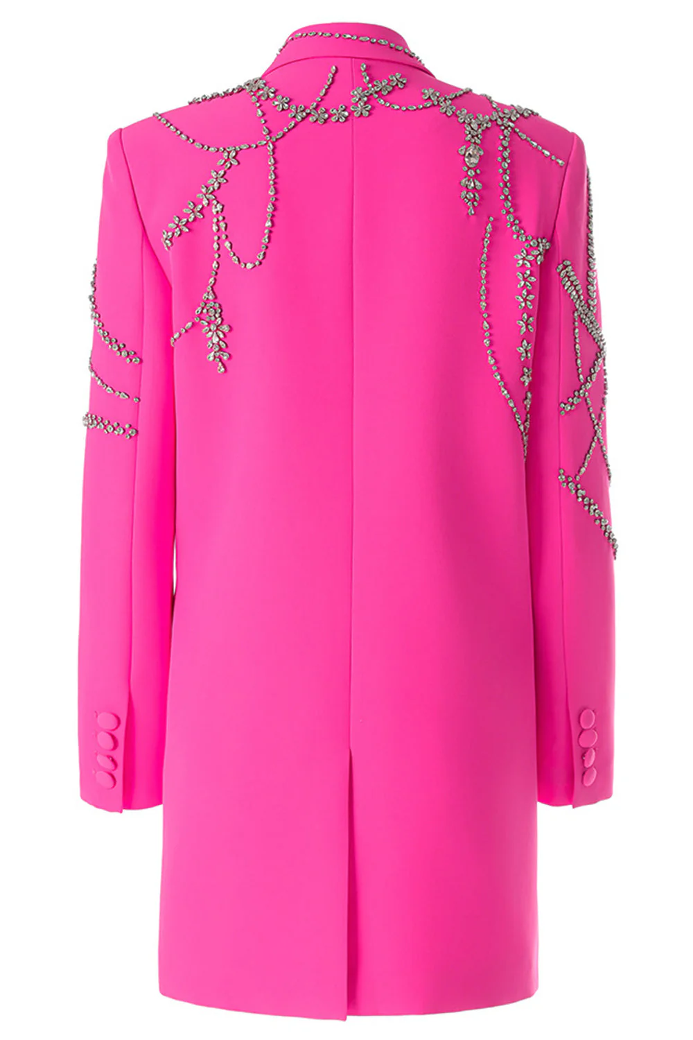 Blazer fuchsia scintillant à revers châle pour femmes - Image 2