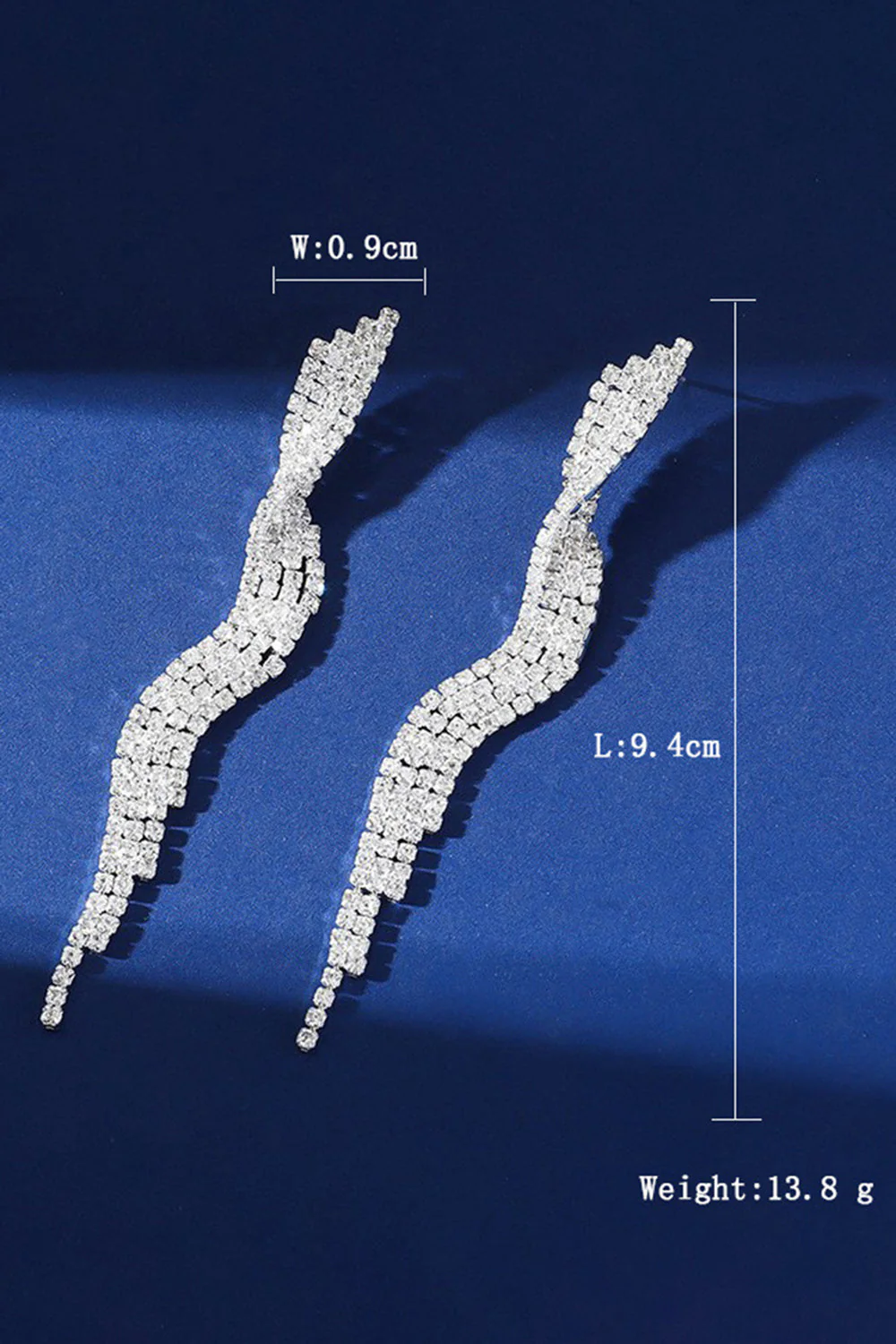Sparkly Silver Fringed Long Prom Drop Earrings - Image 3