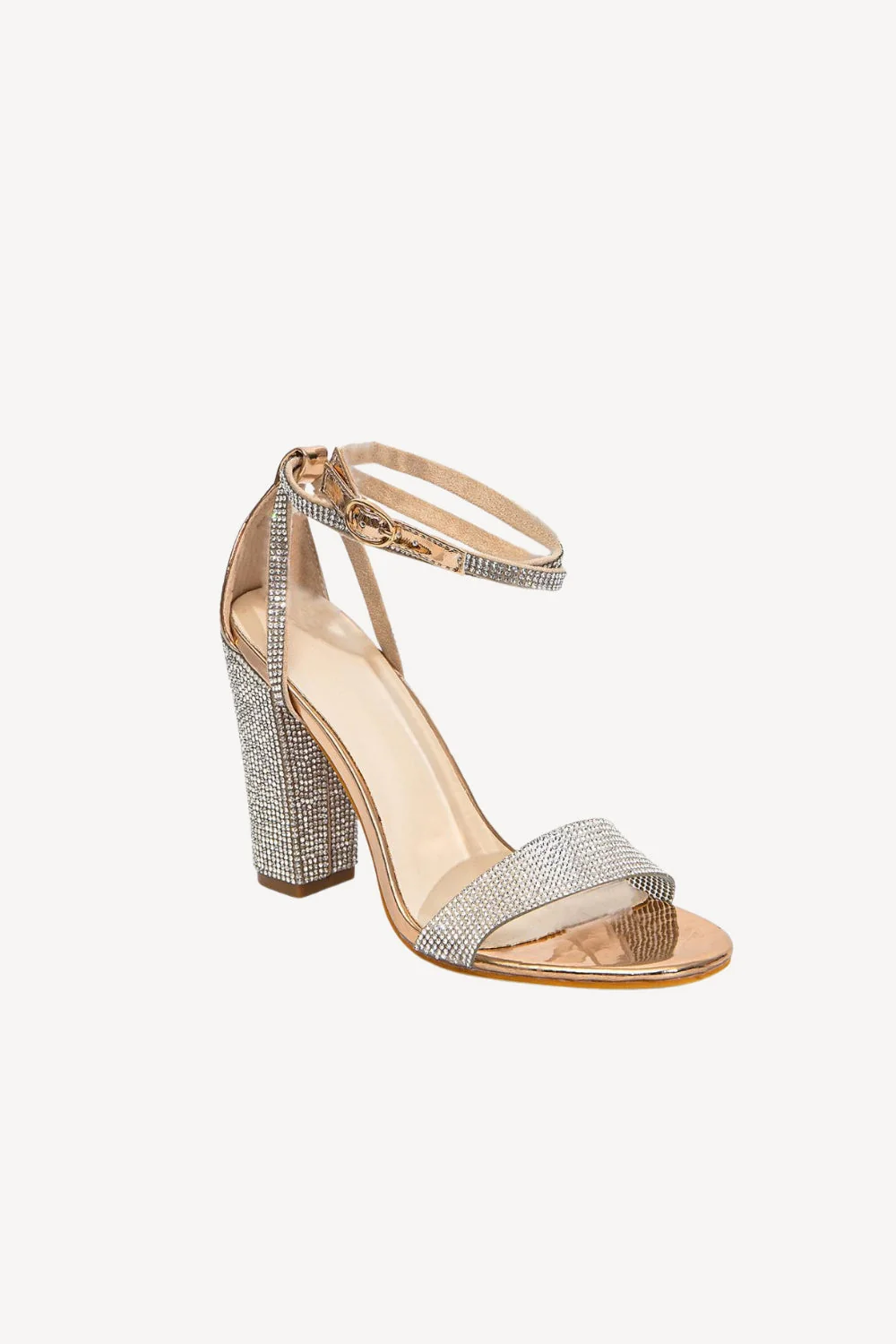 Strass Chunky Heel One Boucle Sexy Talon Haut Sandales - Image 4