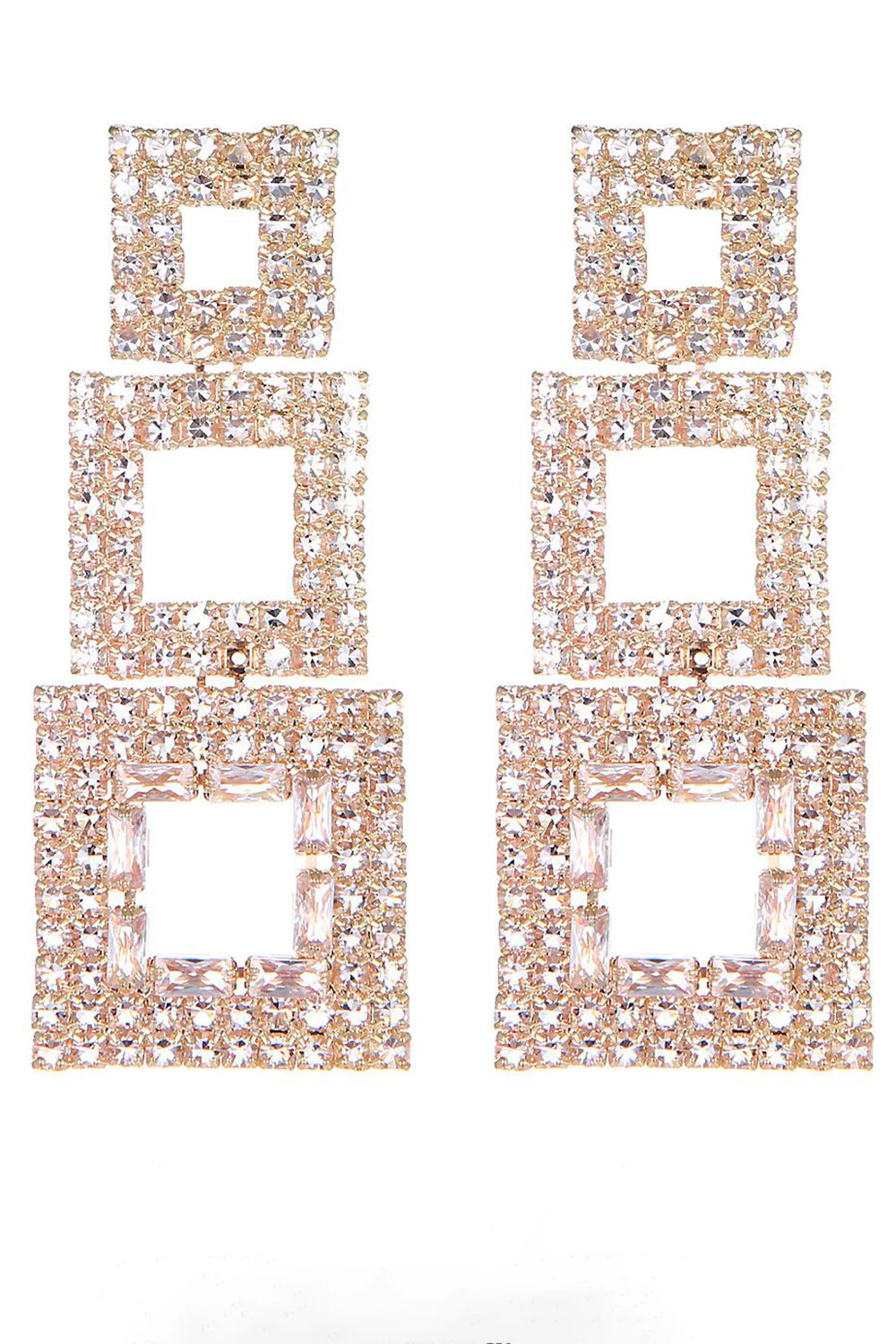 Strass Géométrique Patchwork Boucles d’oreilles carrées - Image 3