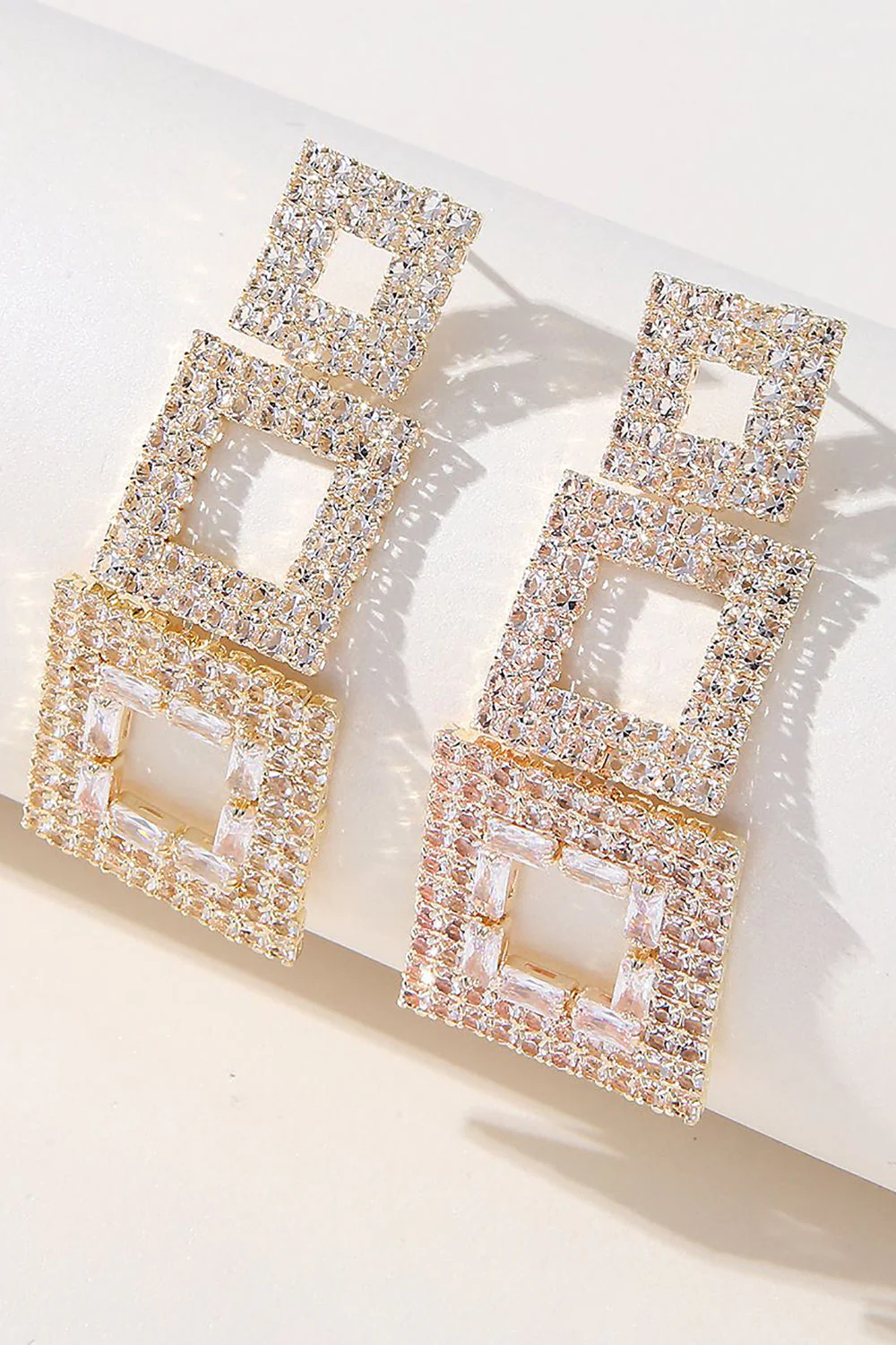 Strass Géométrique Patchwork Boucles d’oreilles carrées - Image 5