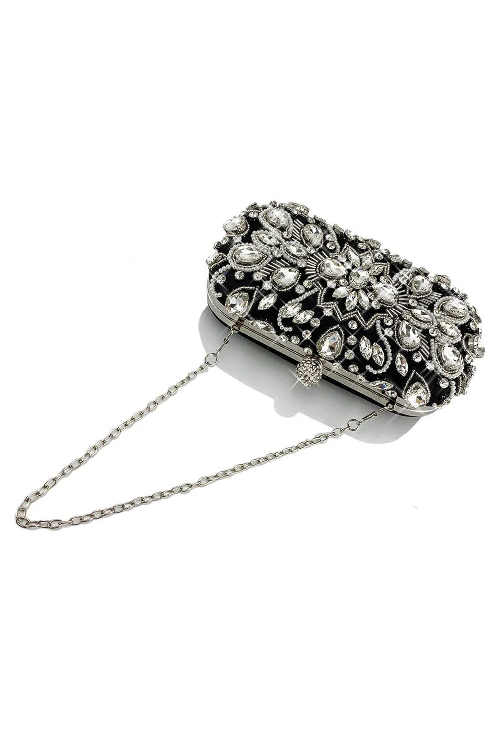 Pochette de soirée noire scintillante avec strass - Image 4