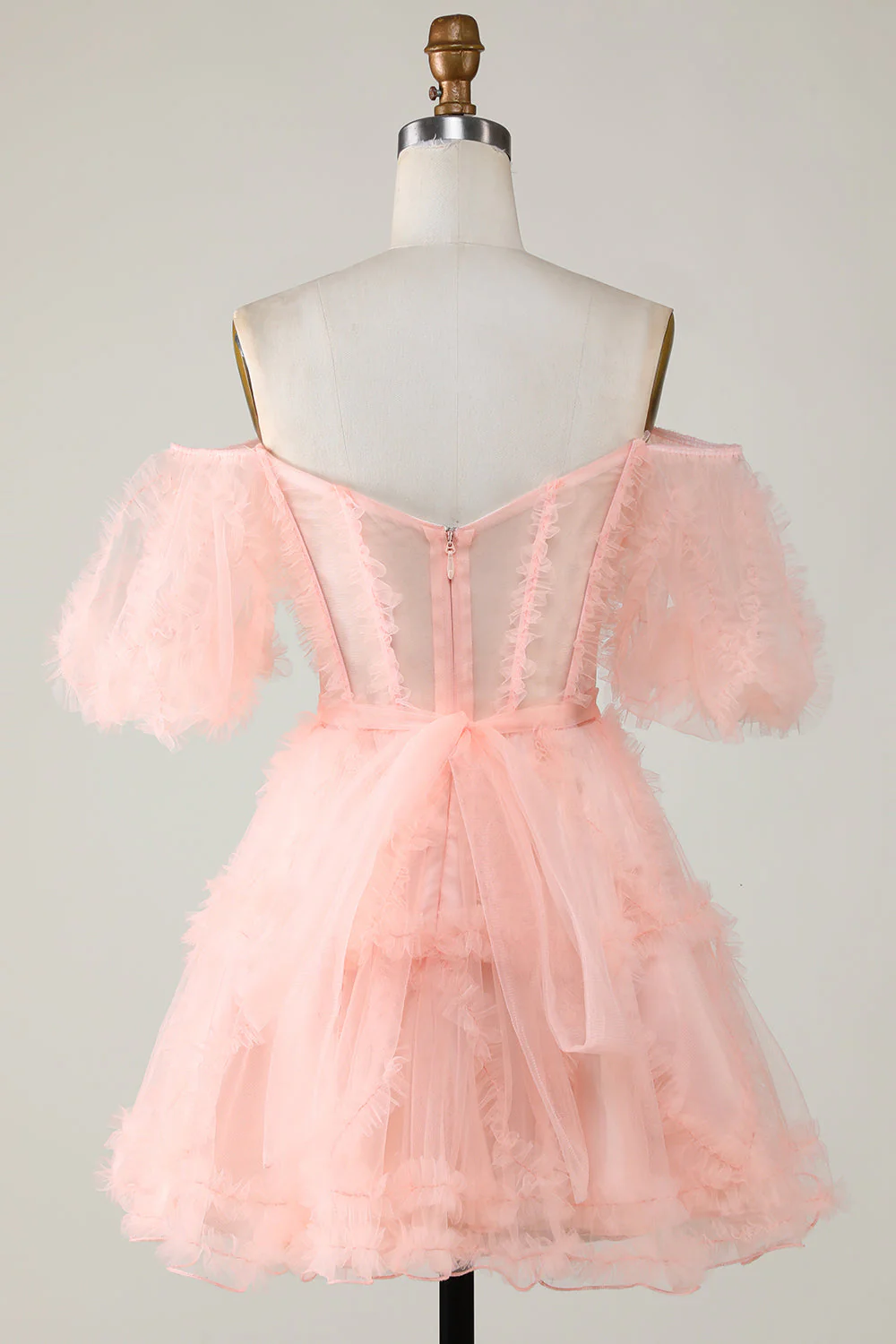Stylish Une ligne de l’épaule Robe de Cocktail Corset en Tulle Violet - Image 18